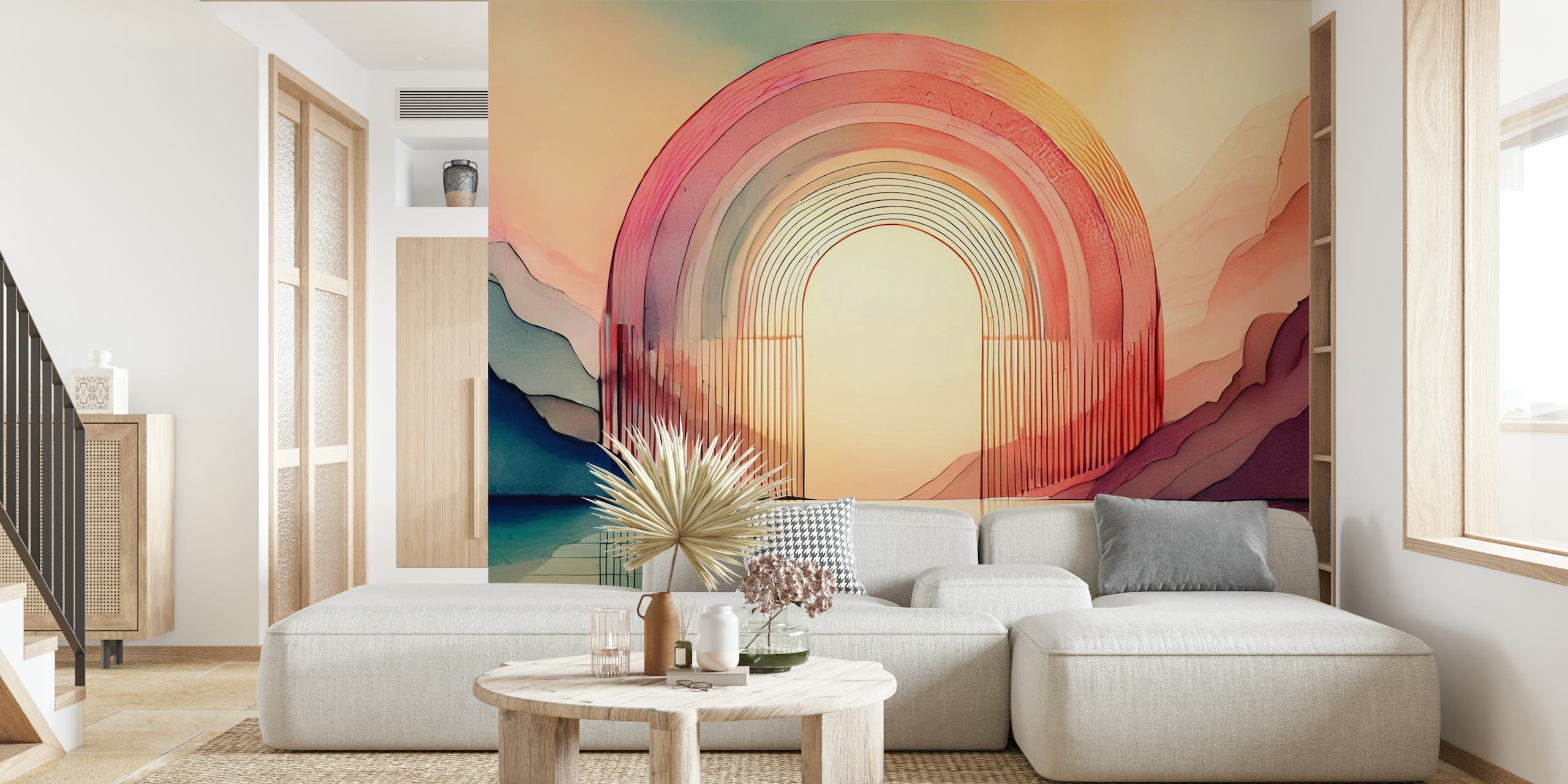 Rainbow Dream Arches wallpaper in a room