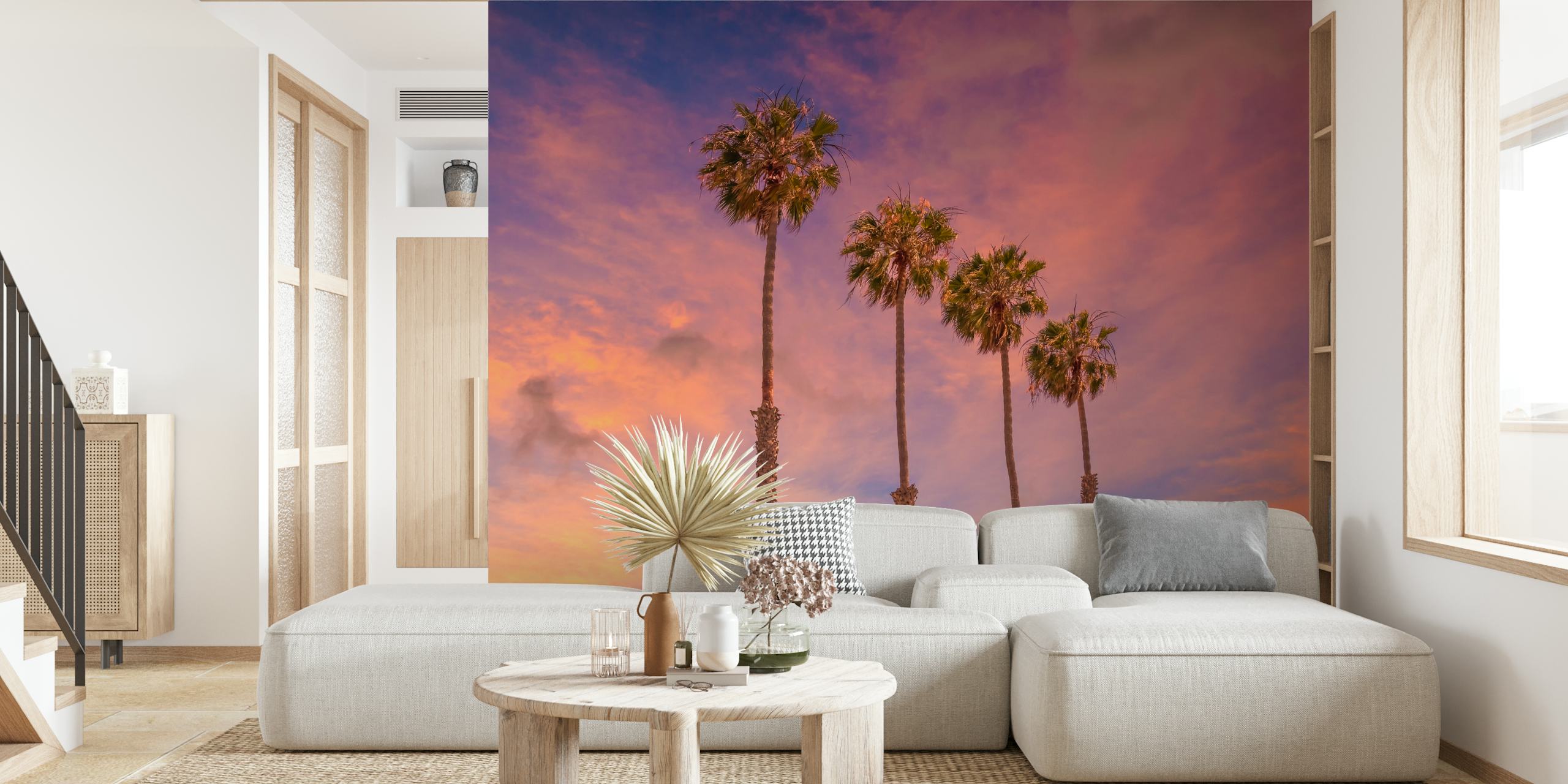 Palm trees auringonlaskussa taustakuva