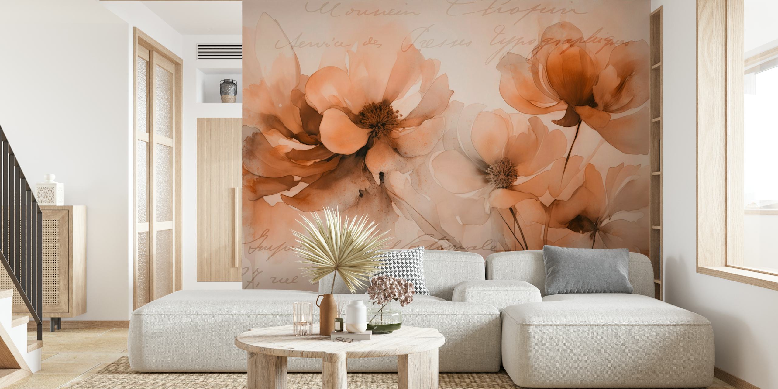 Vintage Blossom Memories floral wallpaper in a room