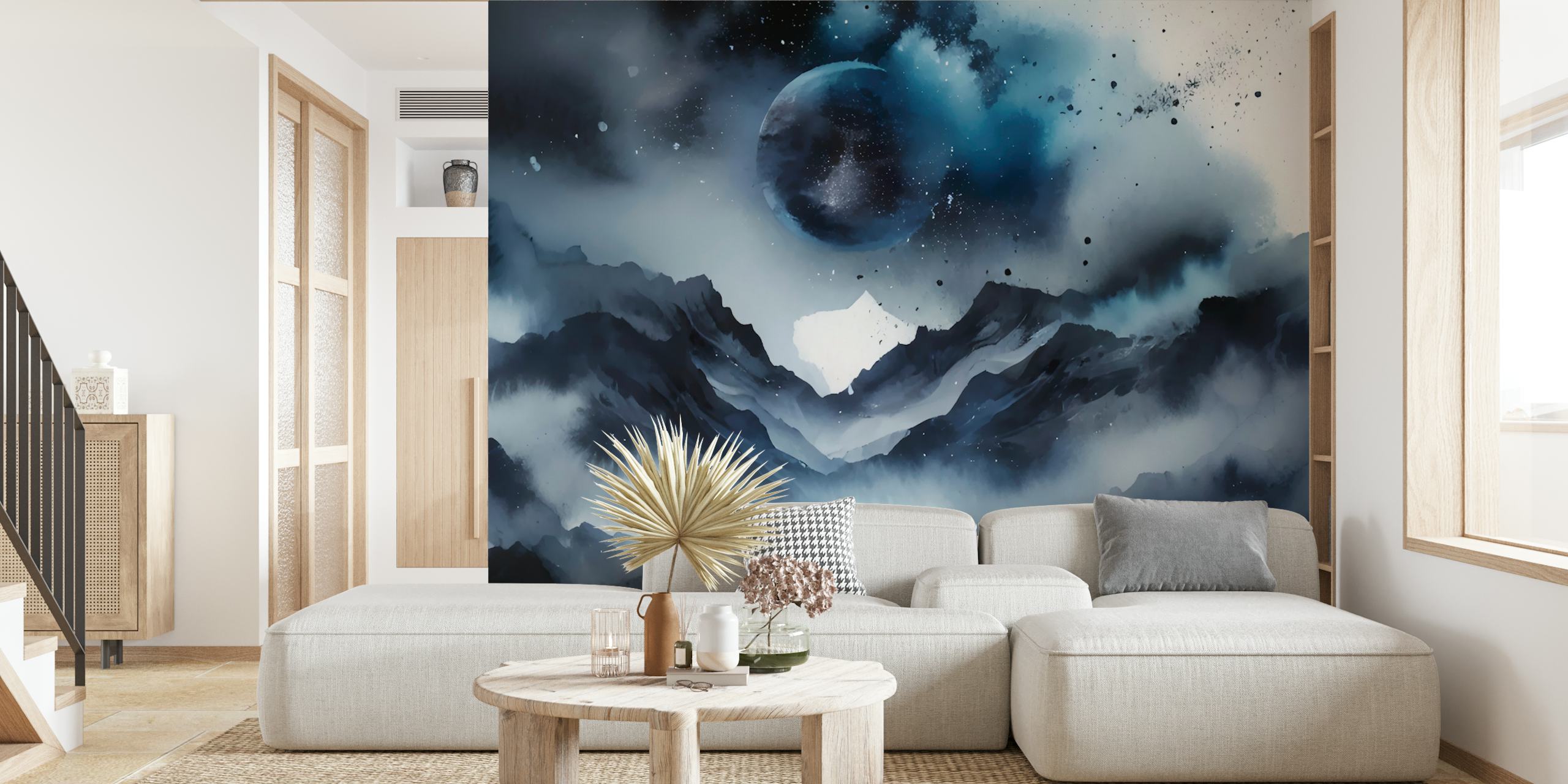 Misty Mountain Dreamscape wallpaper in a room