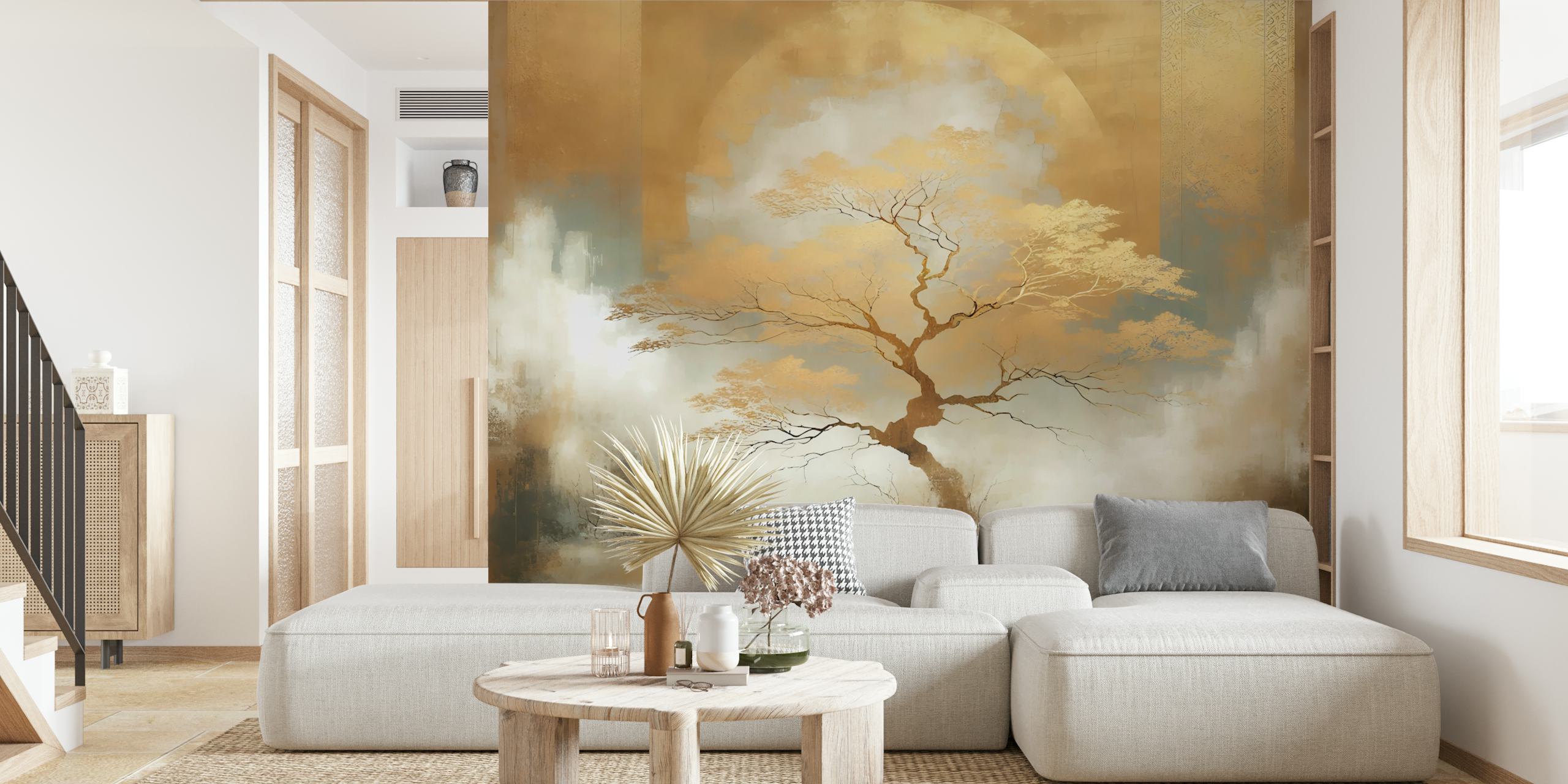 Golden Solitude Tree wallpaper in room