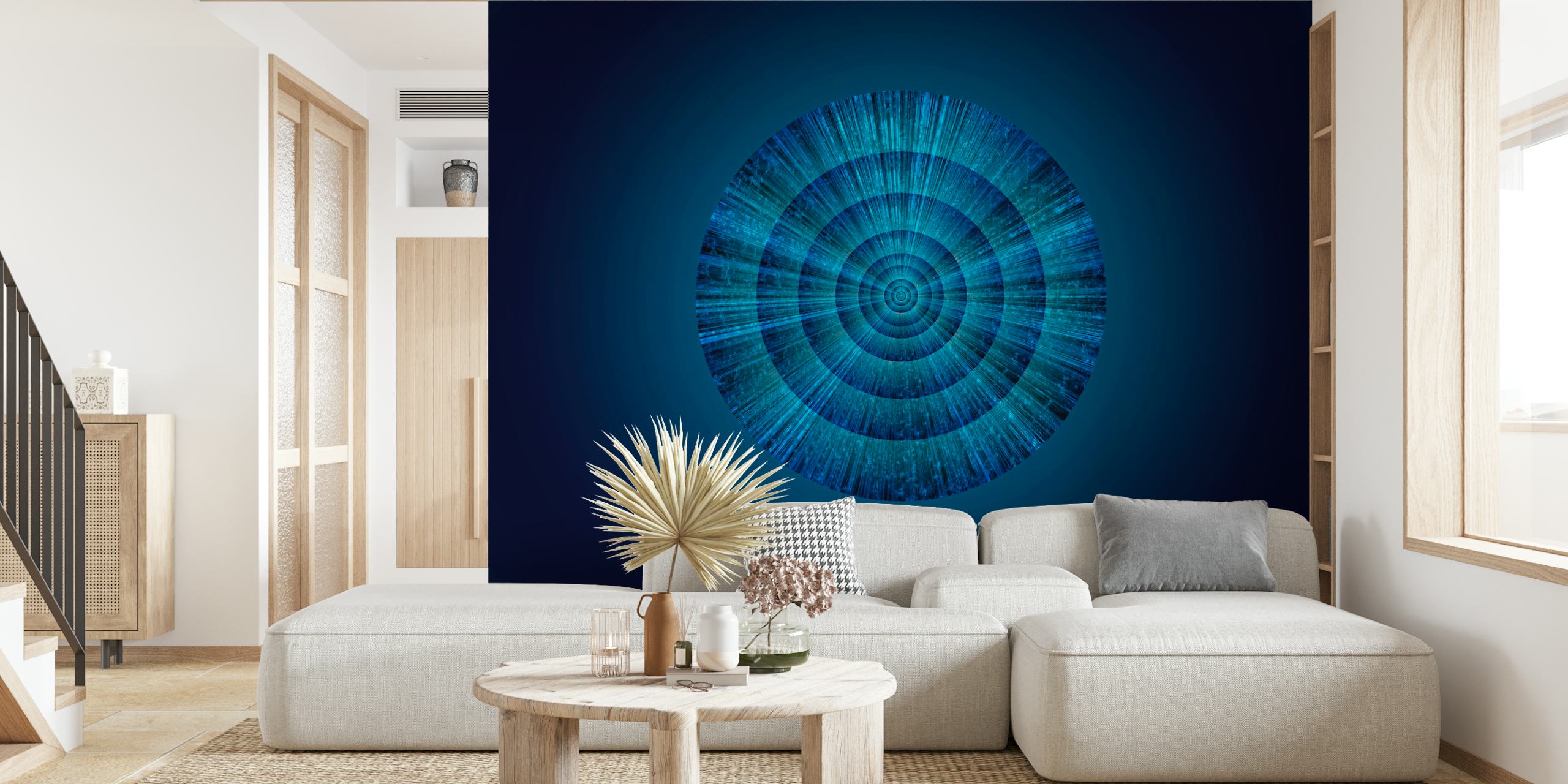 Circular blue abstract pattern wallpaper