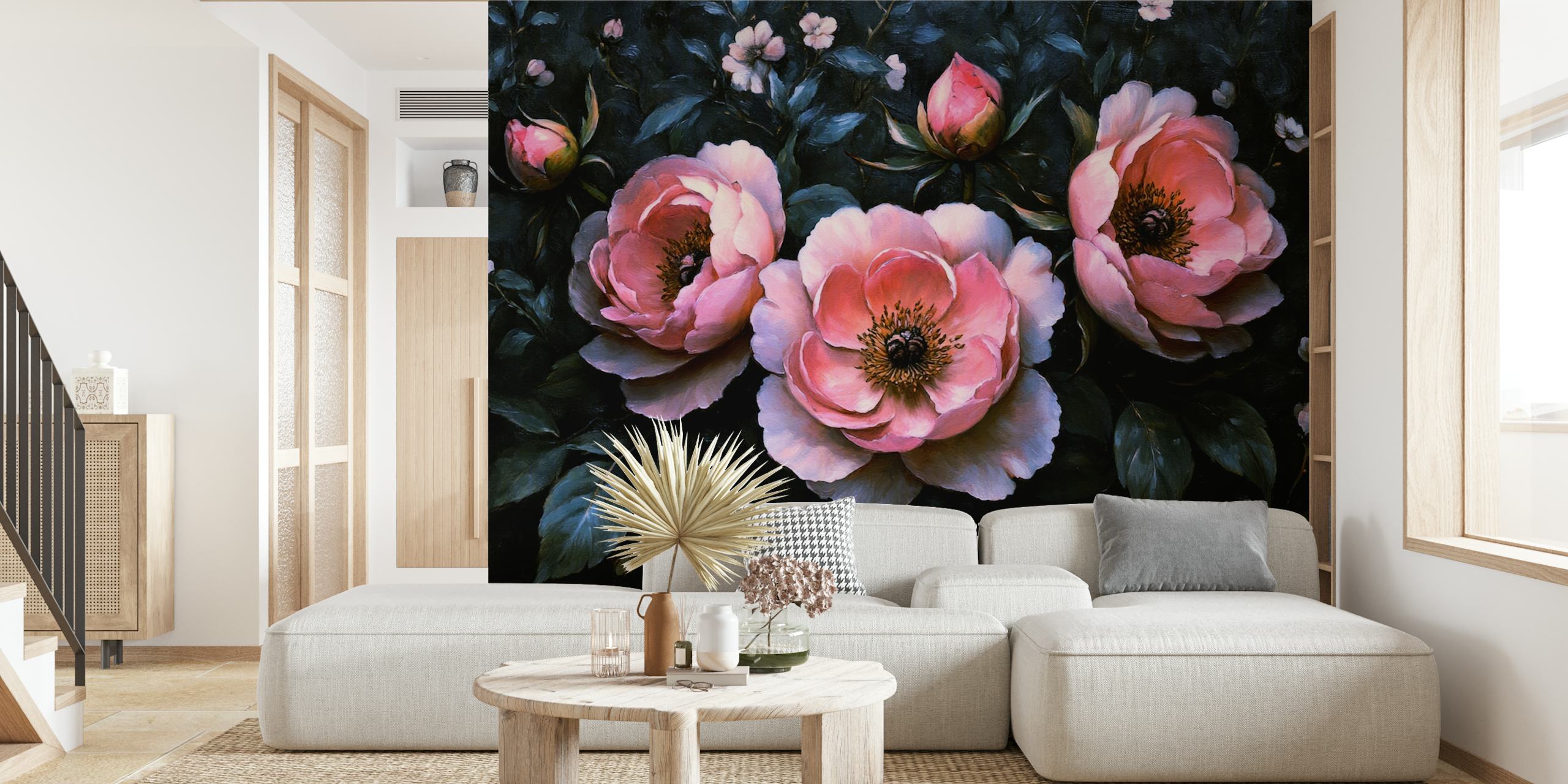 Blooming Vintage Baroque Elegance behang in een kamer