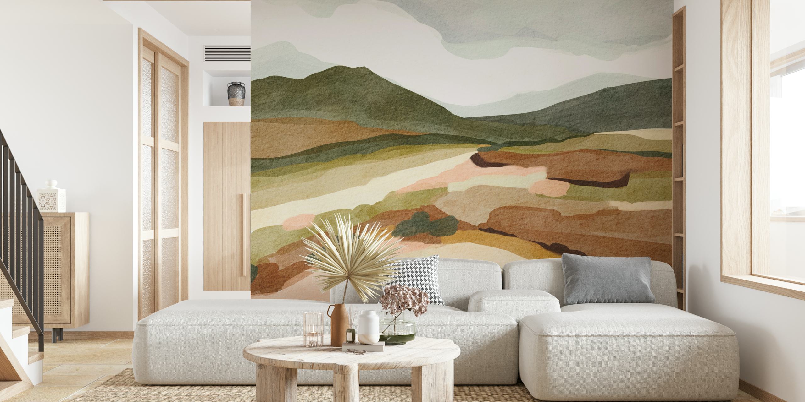 Rustic Hills Scene wallpaper in a room