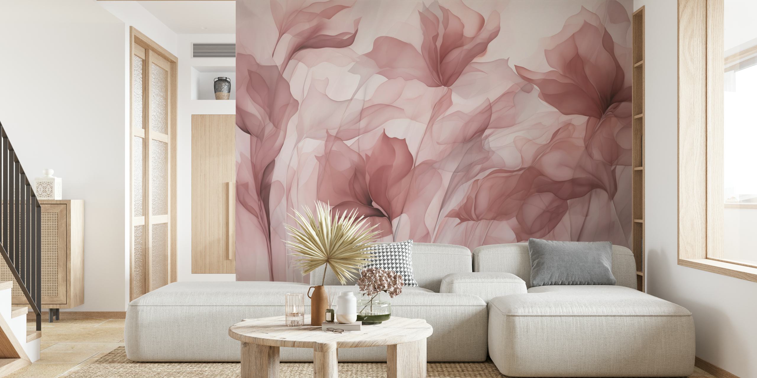 Papel pintado Ethereal Mauve Blossom Dreams en una habitación