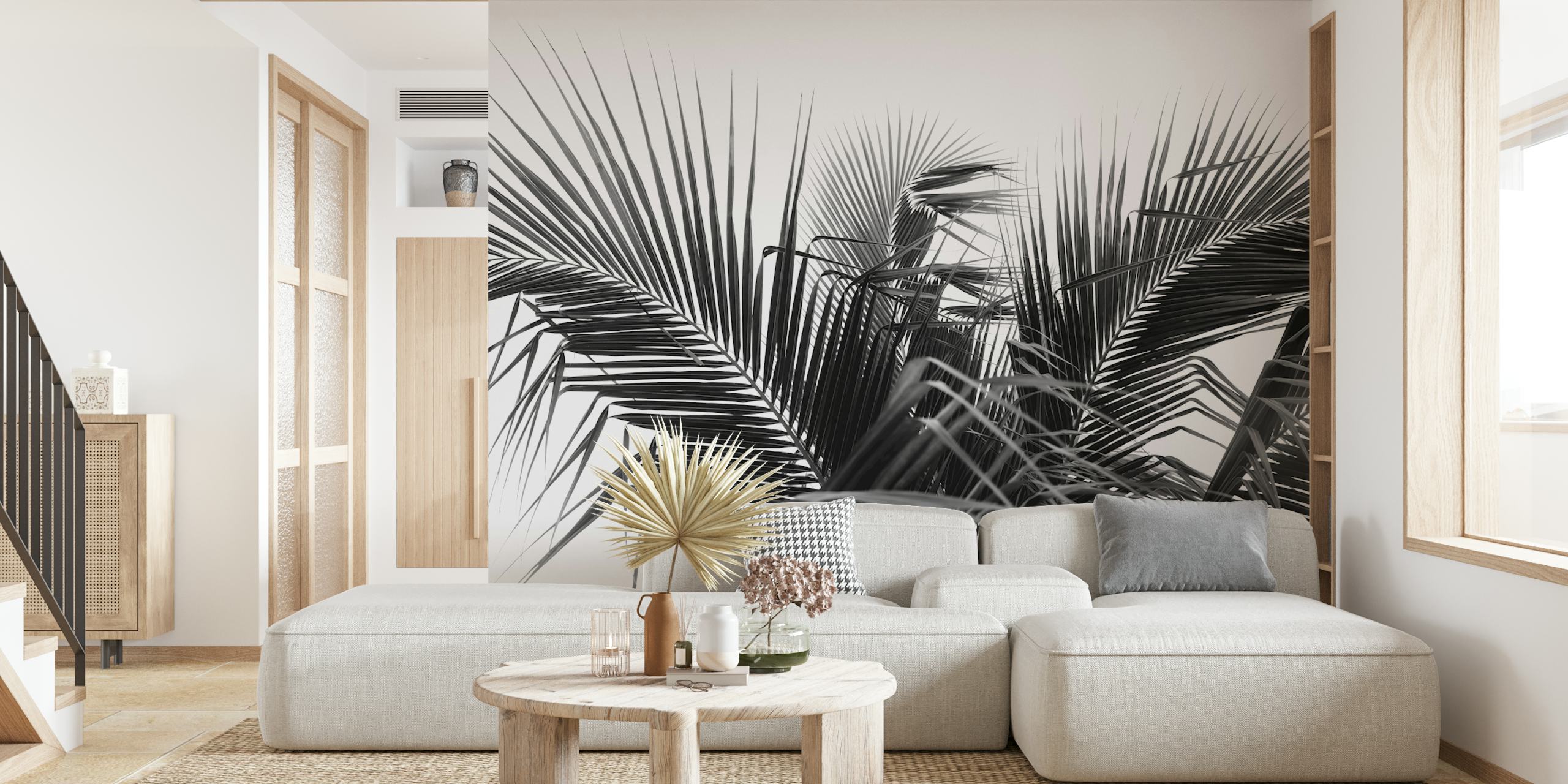 Lush Caribbean palms wallpaper in a room