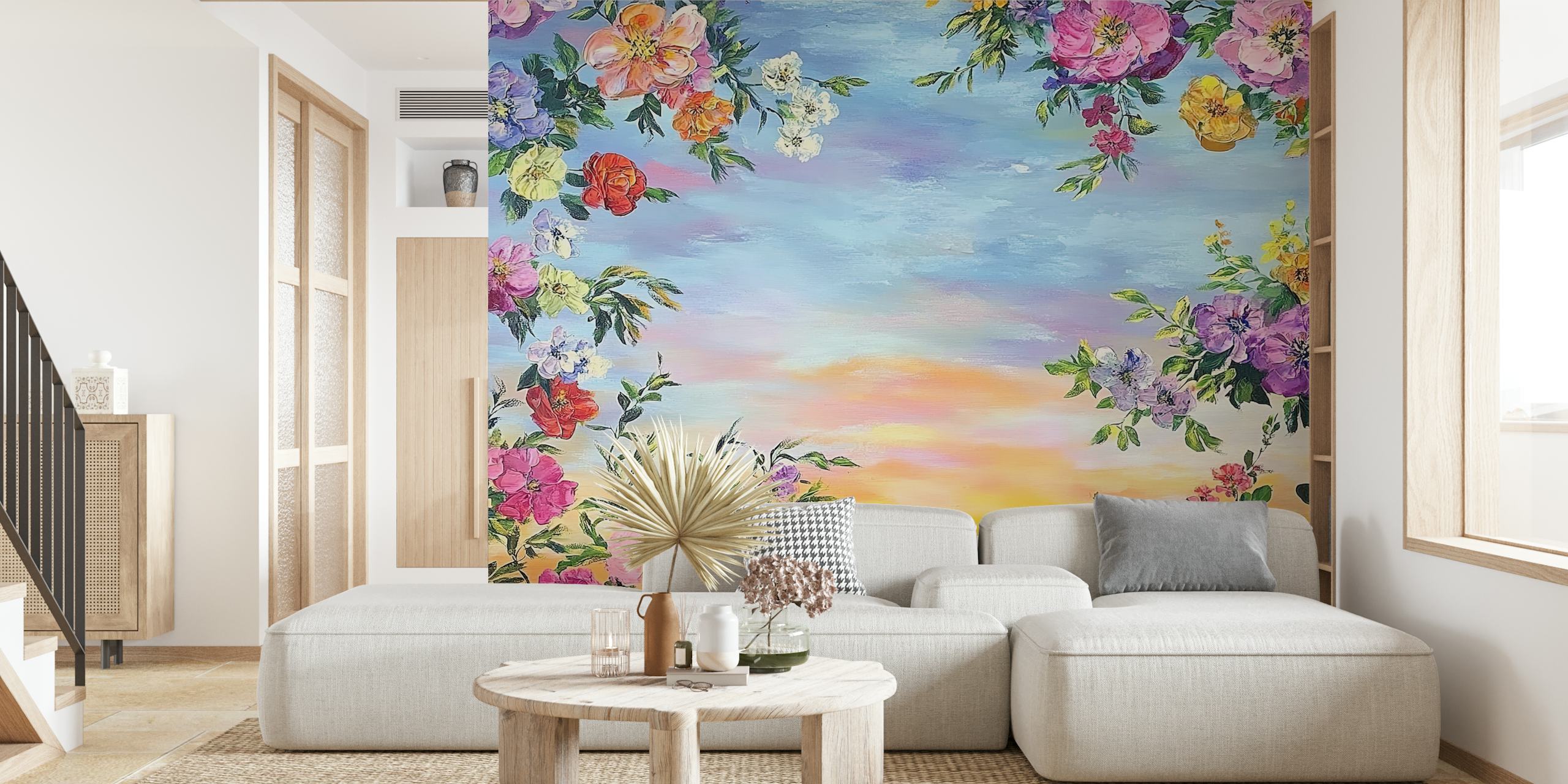Σχεδιασμός ταπετσαρίας Flowers και sunset