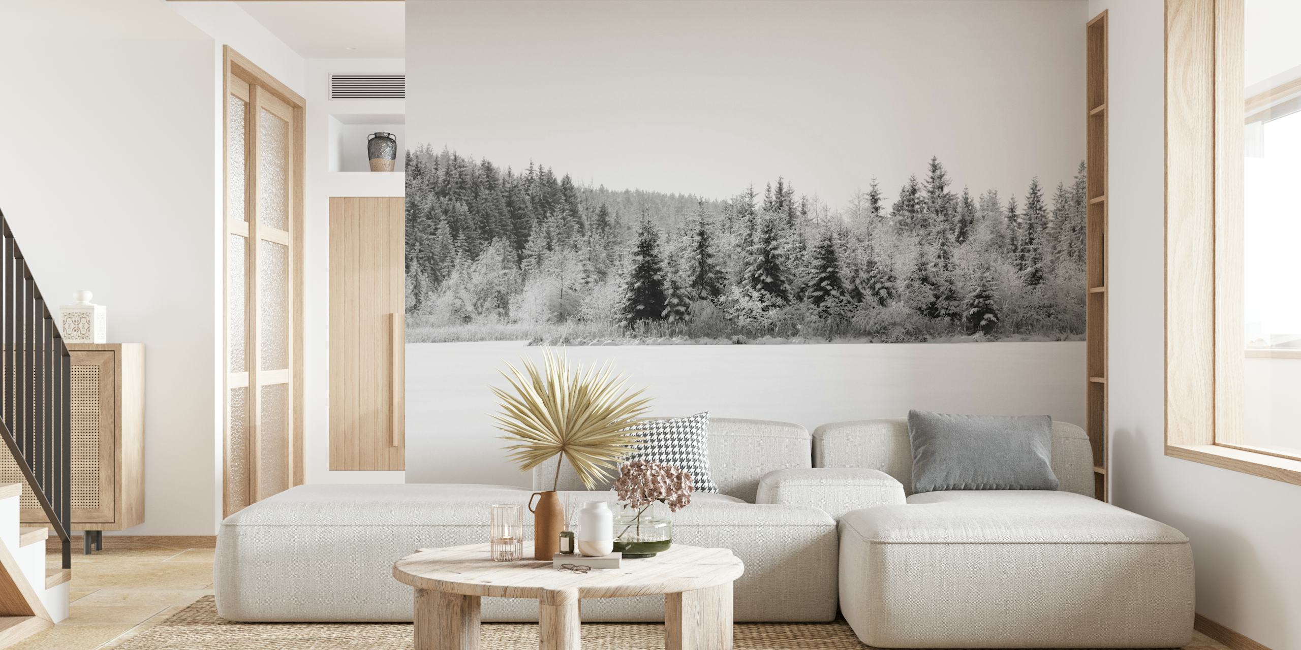 Papier peint Snowy pine trees dans une pièce