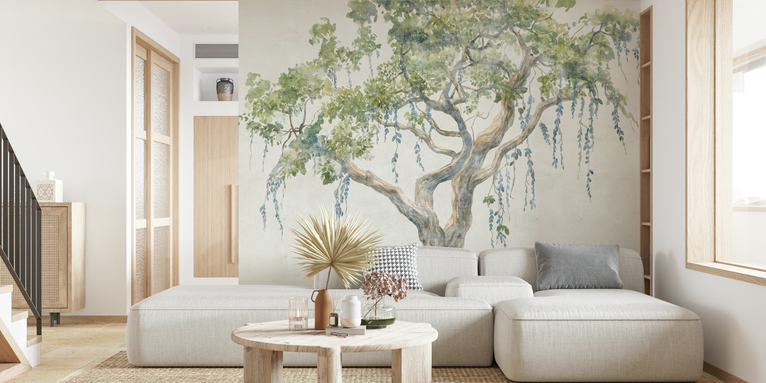 Lush Green Tree Oasis wallpaper in a room