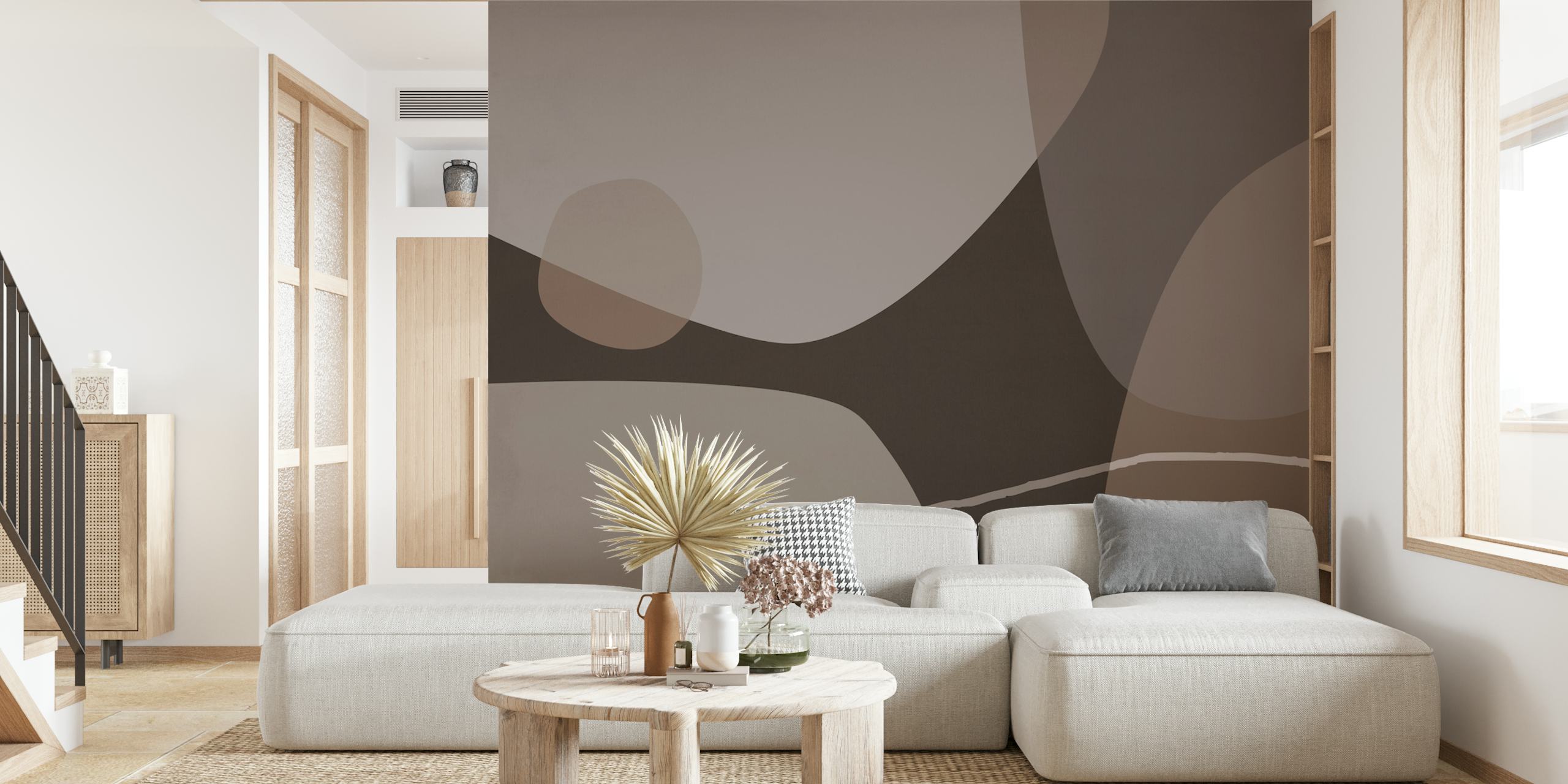 Soft Earthy Shapes wallpaper in a modern room