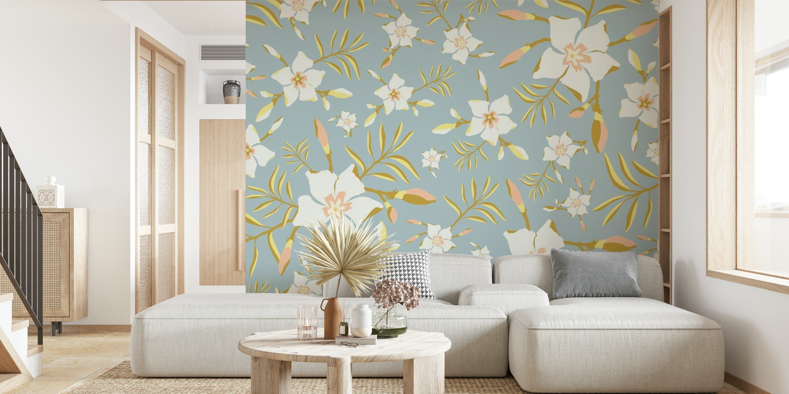 Tropical Floral Blue wallpaper