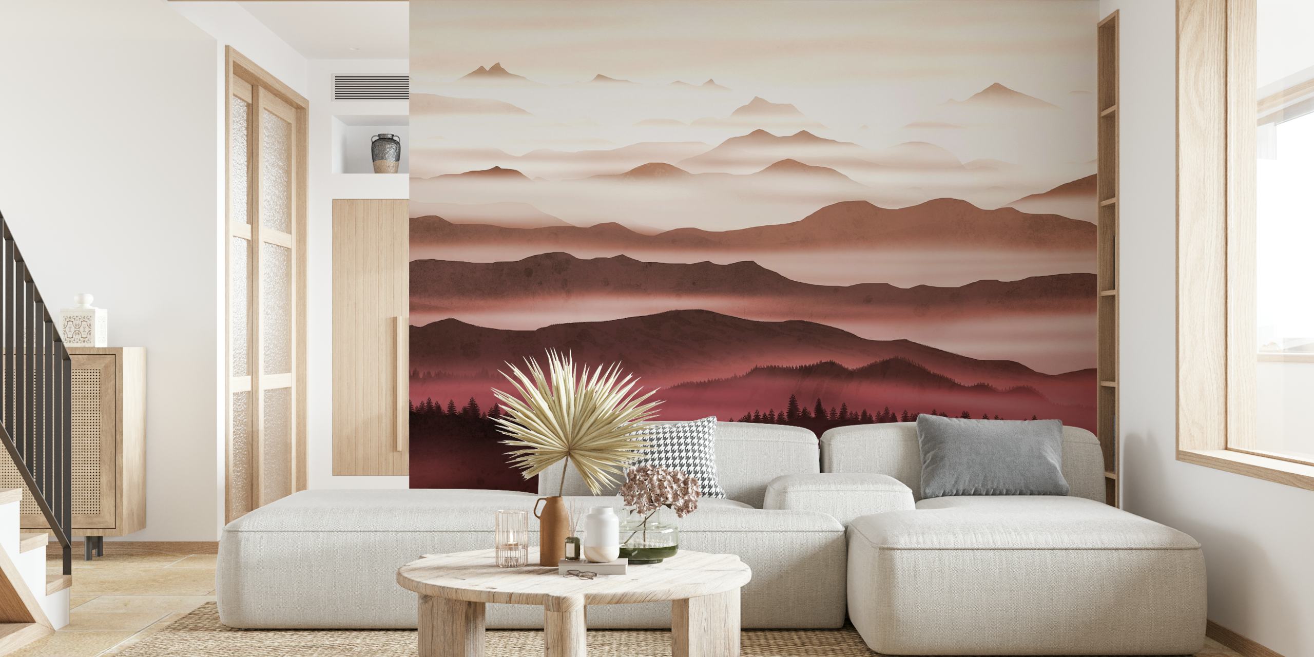 Carta da parati Red Horizons in una stanza moderna