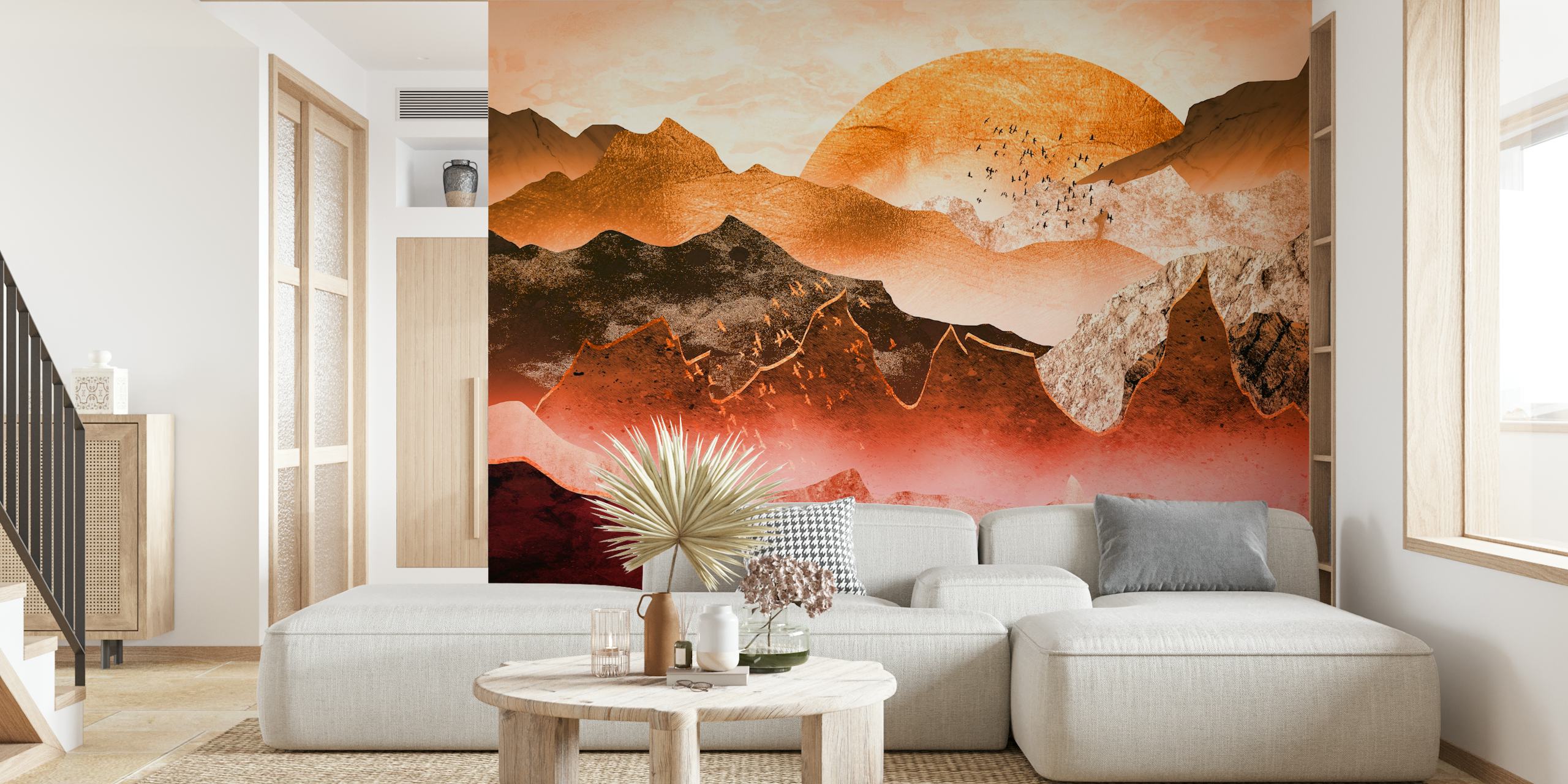 Red Rockscape wallpaper in a room setting