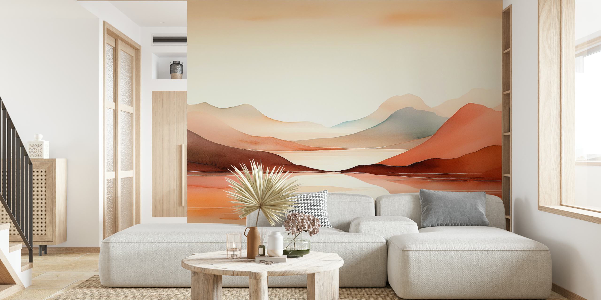 Peaceful Blush Mountains tapet i ett mysigt rum