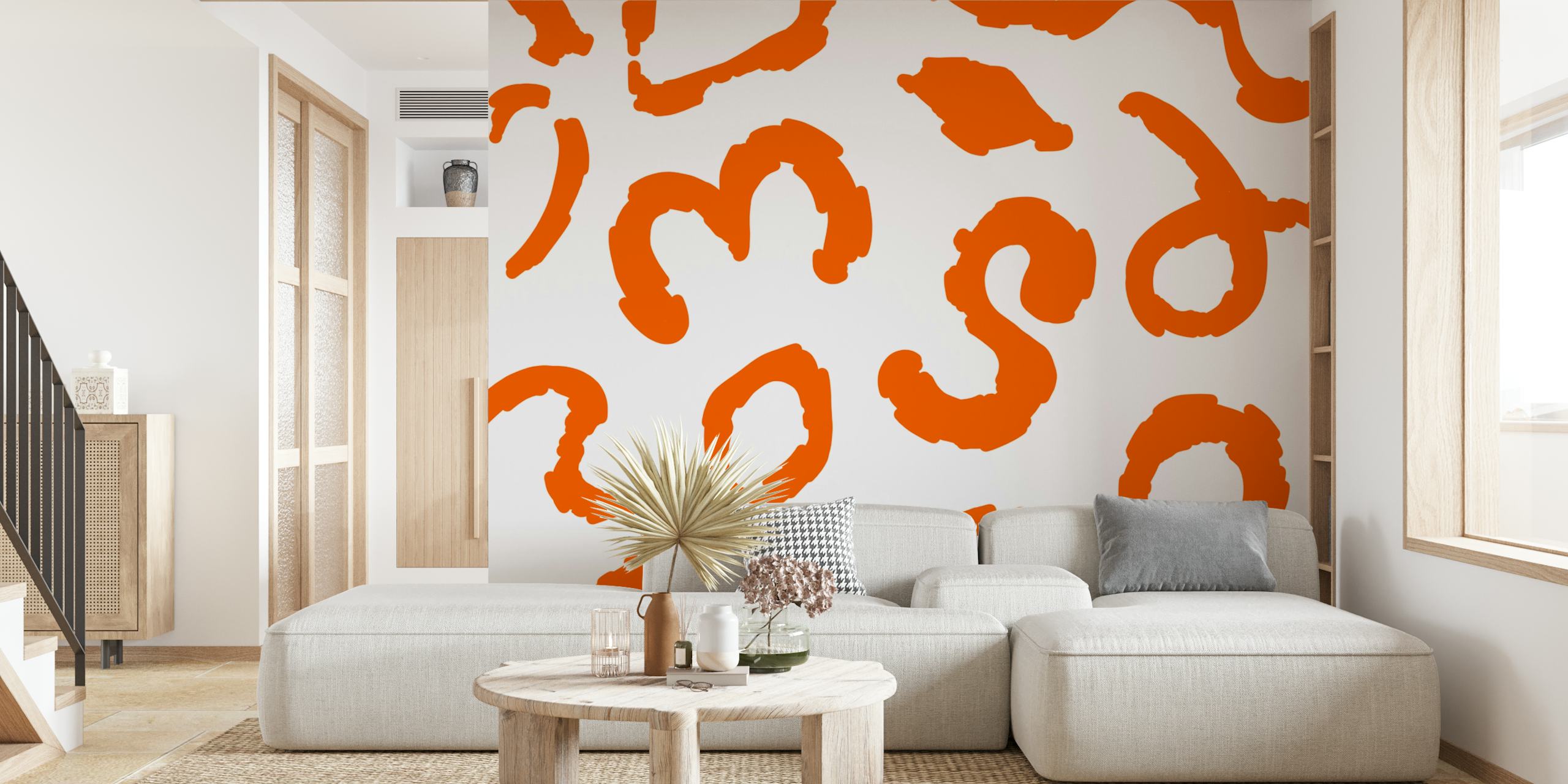 Papier peint Vibrant Orange Curves dans une pièce