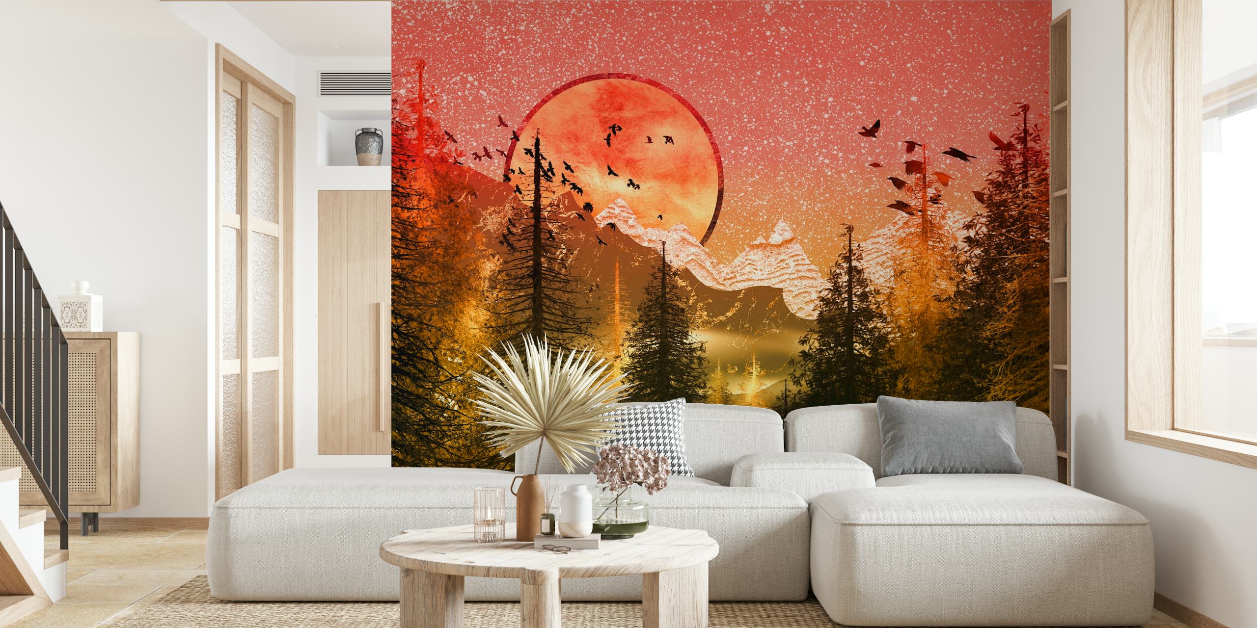 Golden Forest wallpaper design in a room