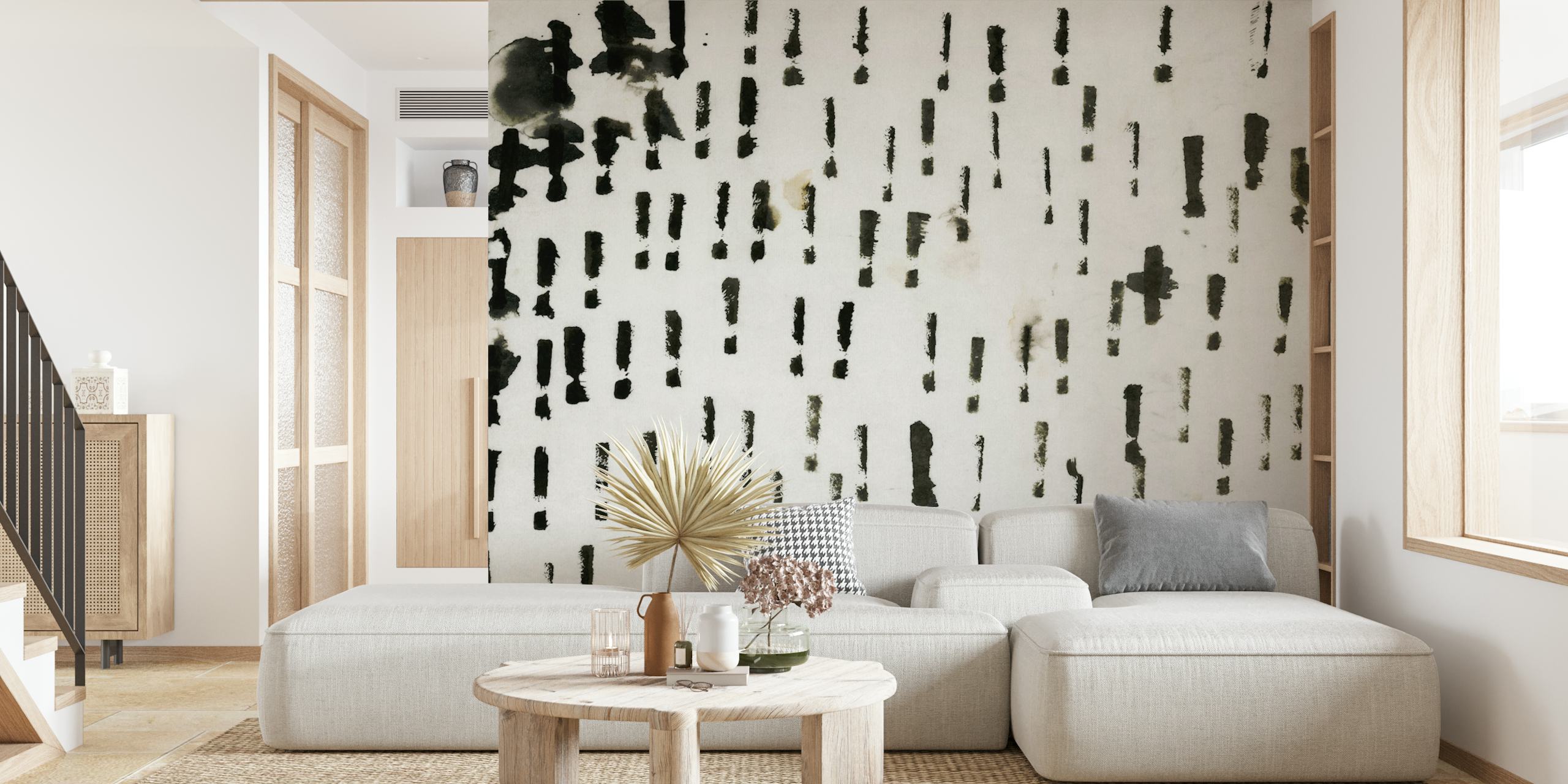Black and white abstract pattern wallpaper with vertical marks