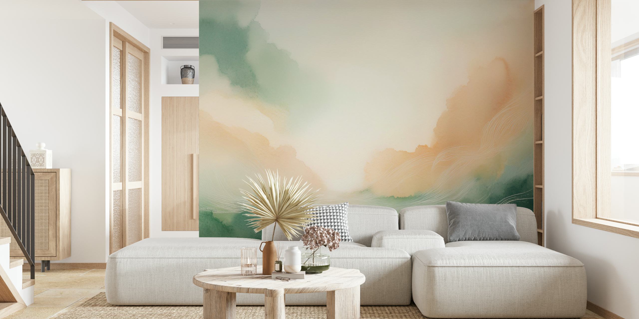 Soft abstract wallpaper in shades of blue and green
