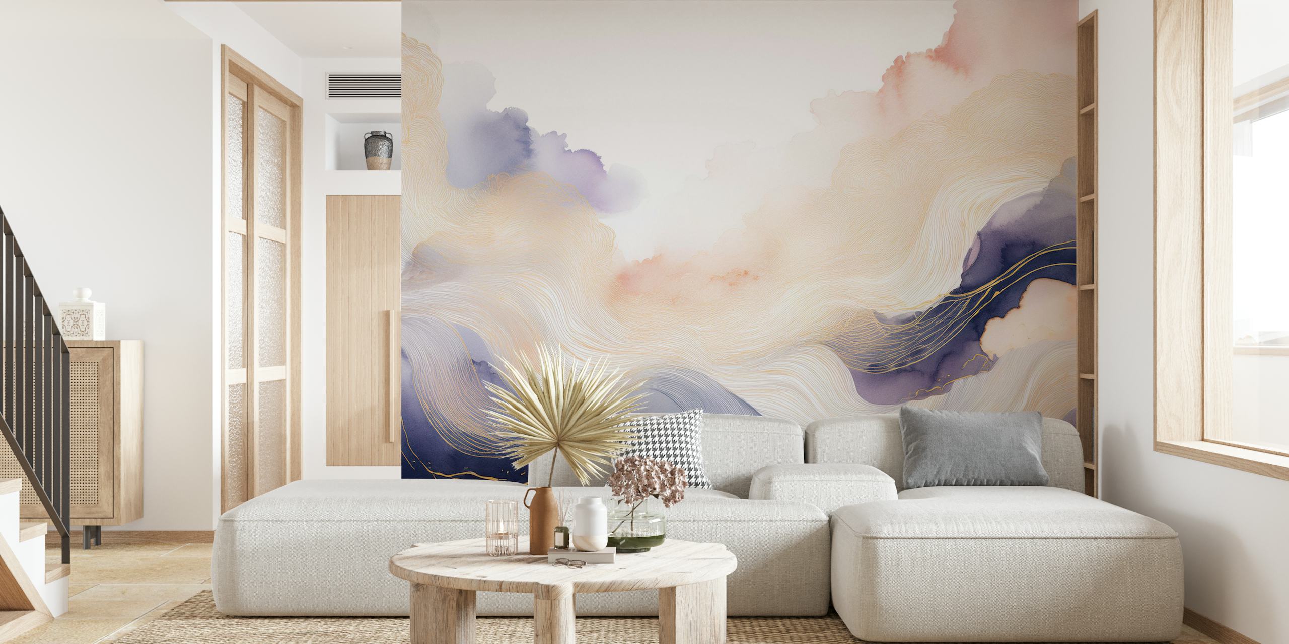 Tapeta Lavender Cloud Forms w pokoju