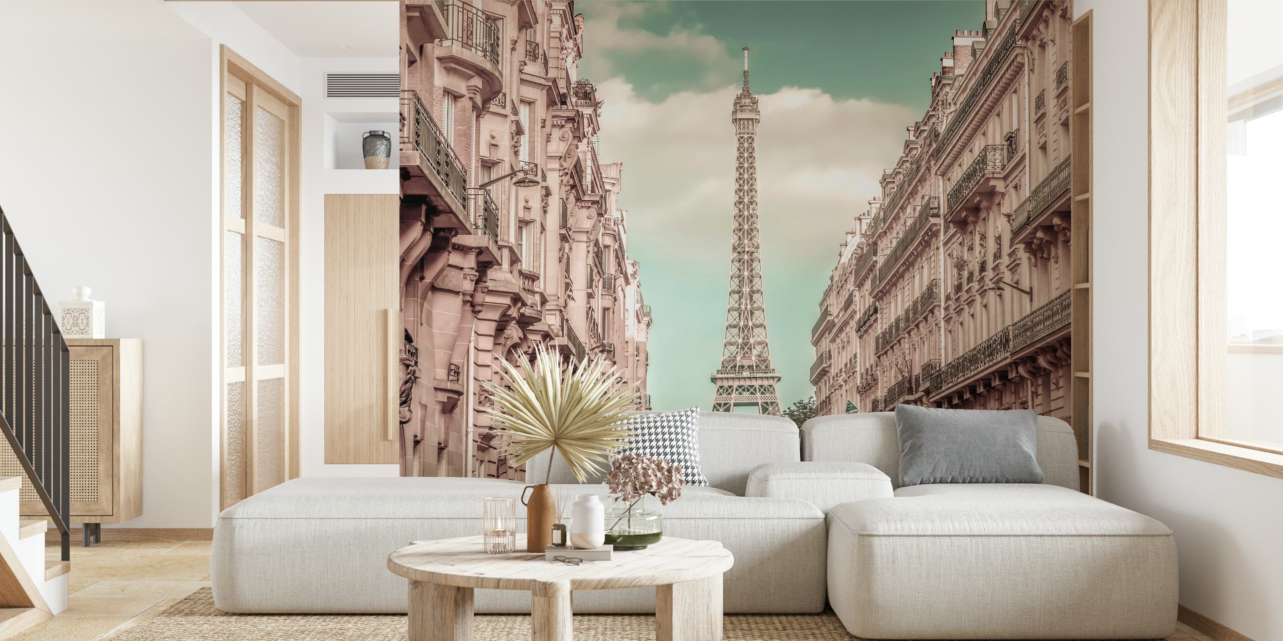 Ταπετσαρία Urban vintage style Parisian σε ένα δωμάτιο