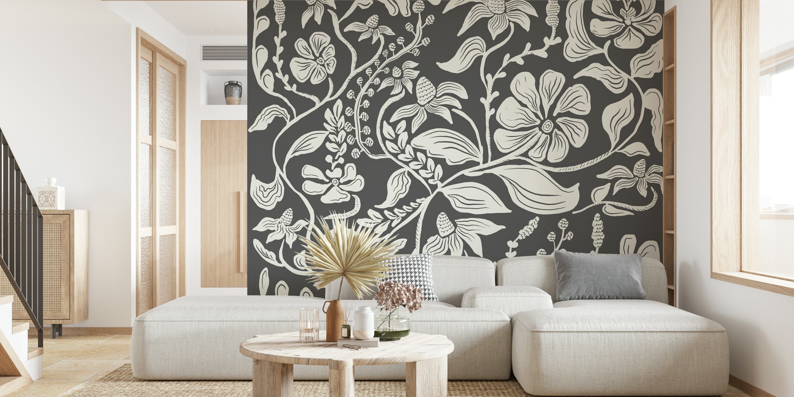Chic floral wallpaper w stylowym pokoju