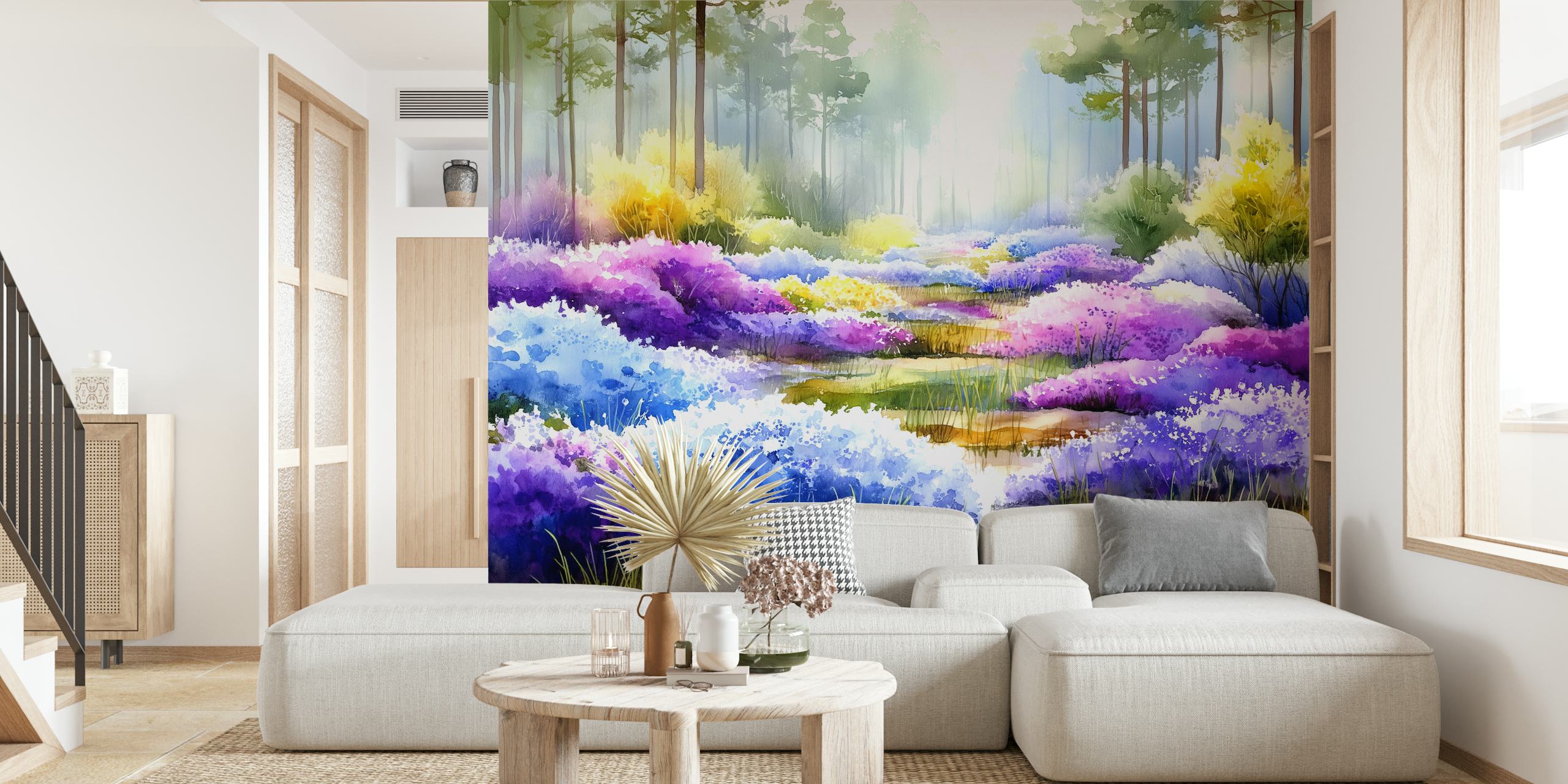 Papel de parede Wildflower Forest Haven em um quarto