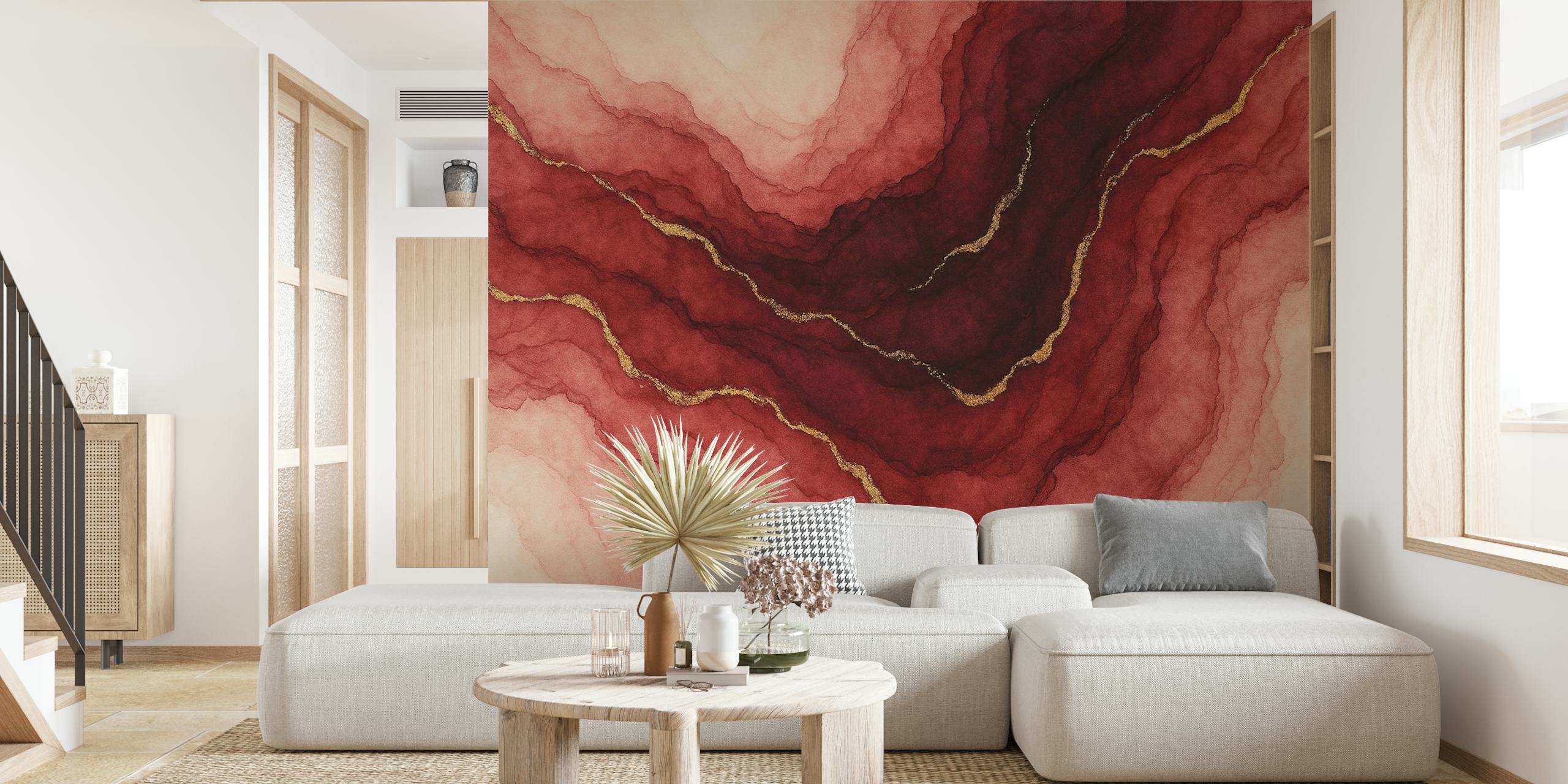 Tapeta Garnet Bloom w stylowym pokoju