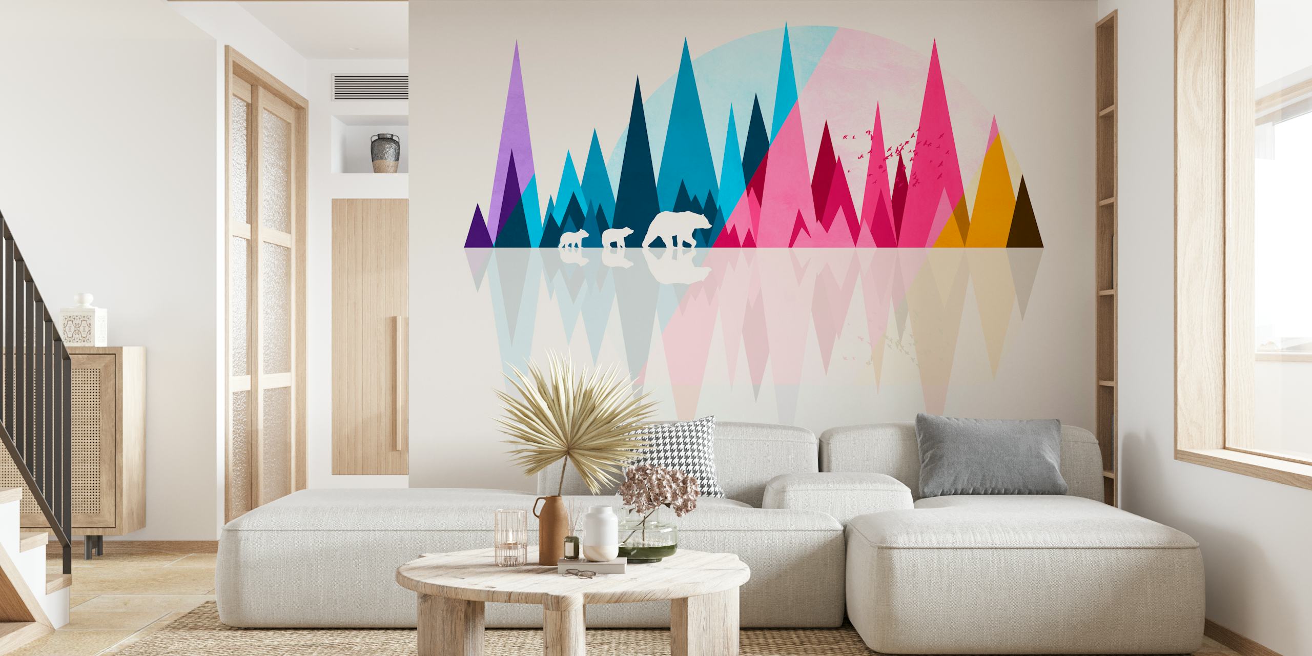 Ταπετσαρία Bear family εμφανιζόμενη σε ένα δωμάτιο