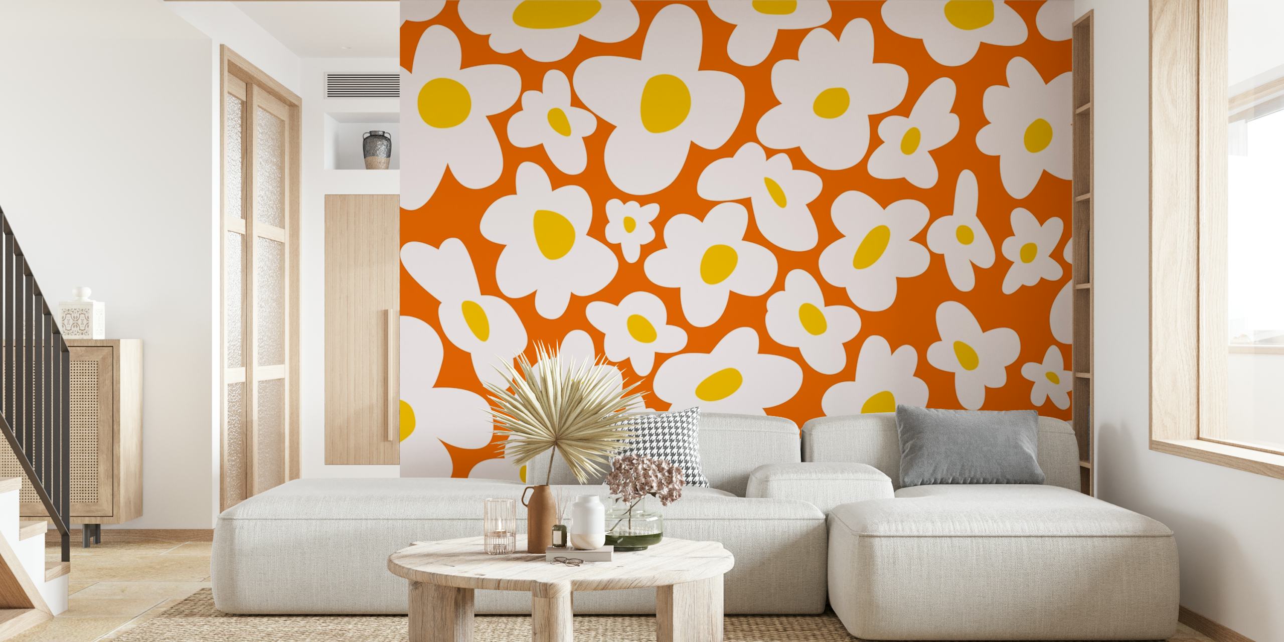 Papel tapiz Groovy Seventies Daisy Parade en una habitación