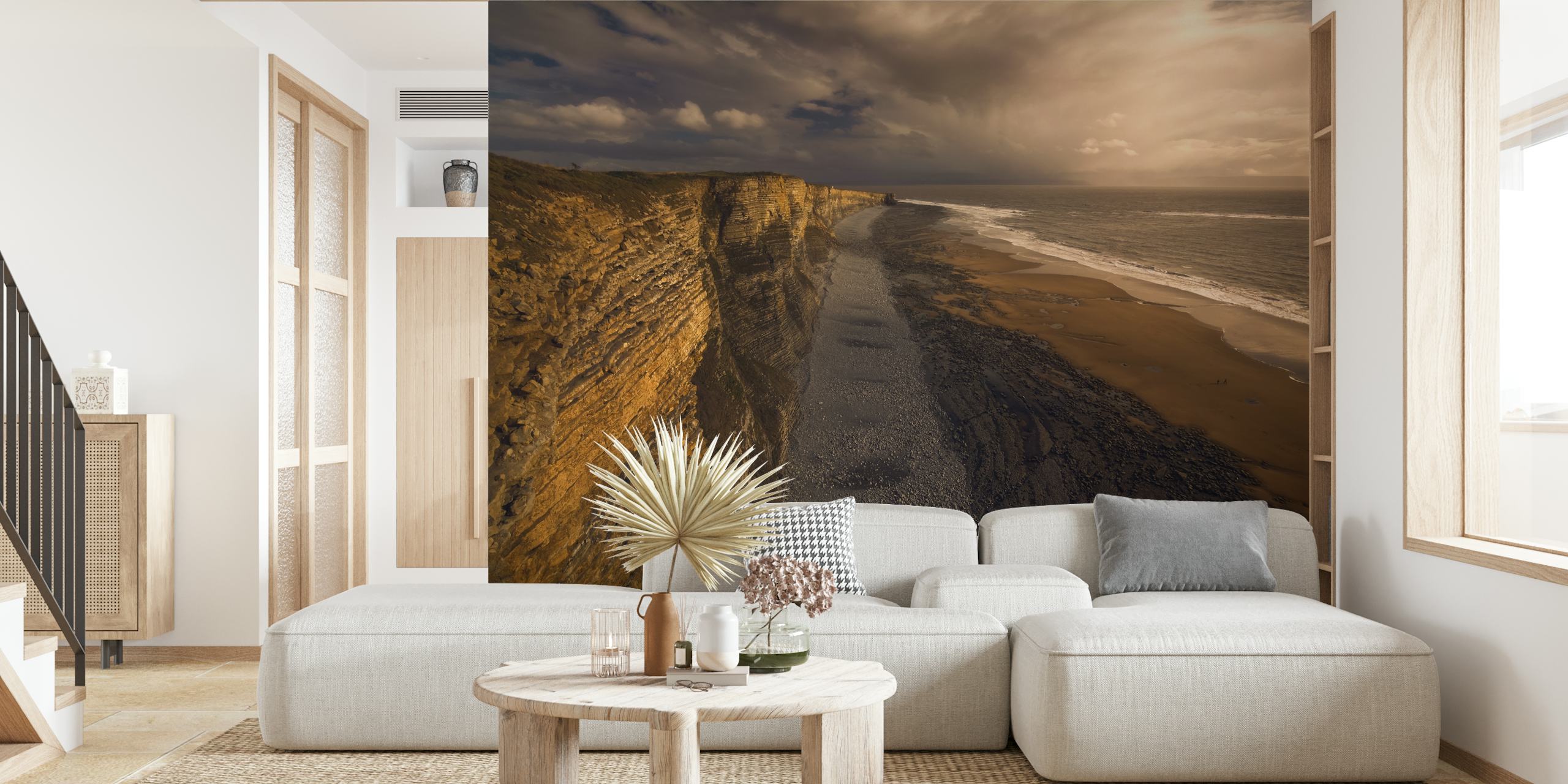 Nature-inspired wallpaper featuring a coastal scene