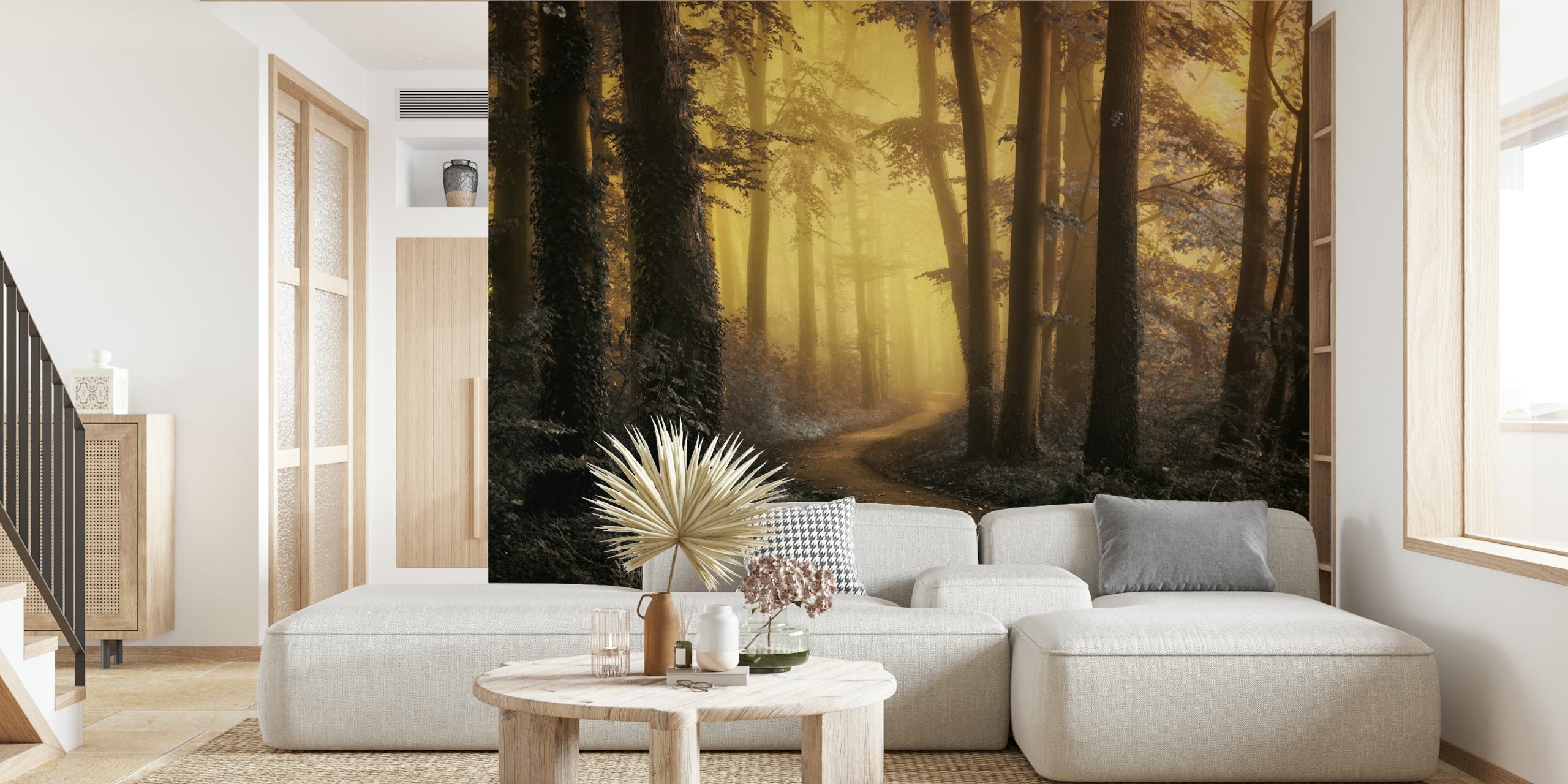 Golden Forest Serenity wallpaper in a room