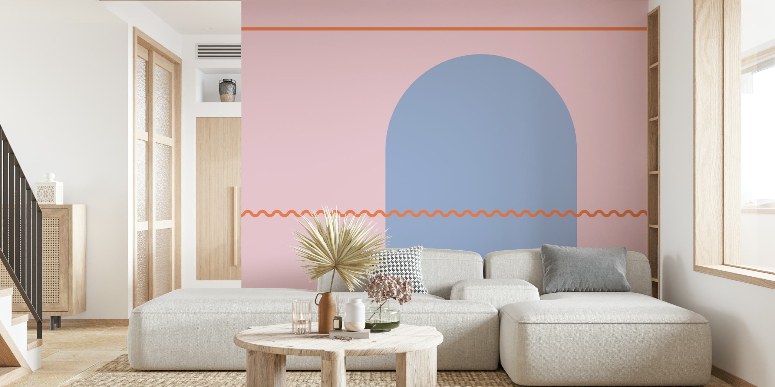 Pink and blue abstract geometric shapes wallpaper