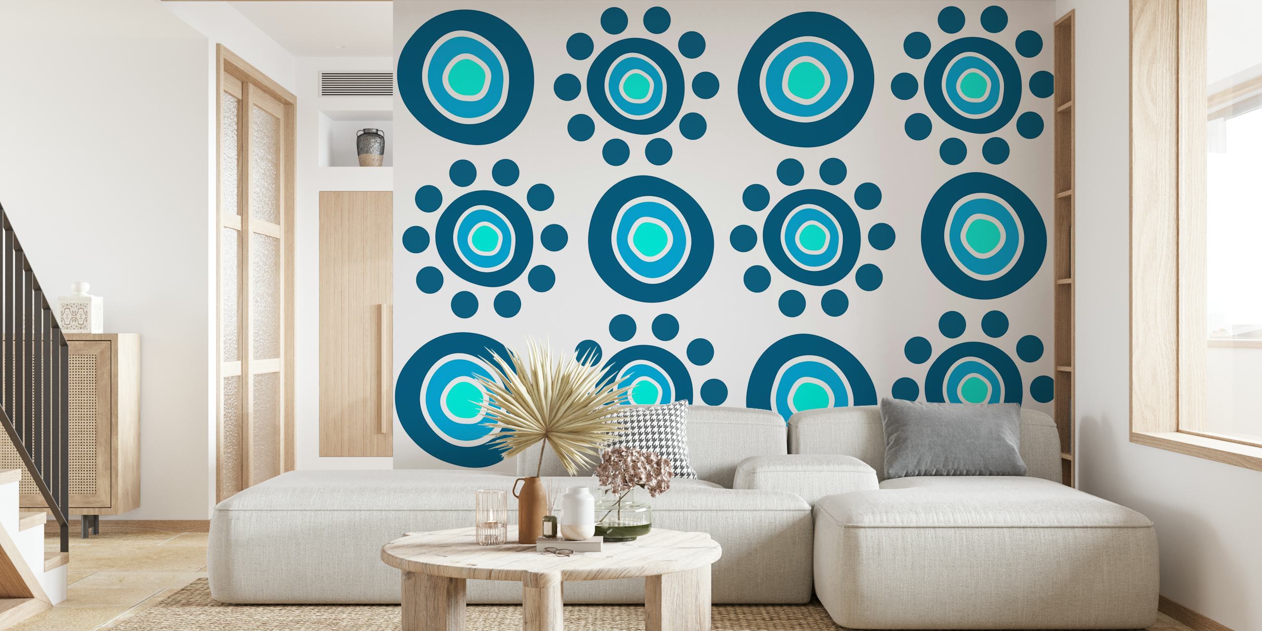 Abstract Blue Rounds Wallpaper | happywall.com