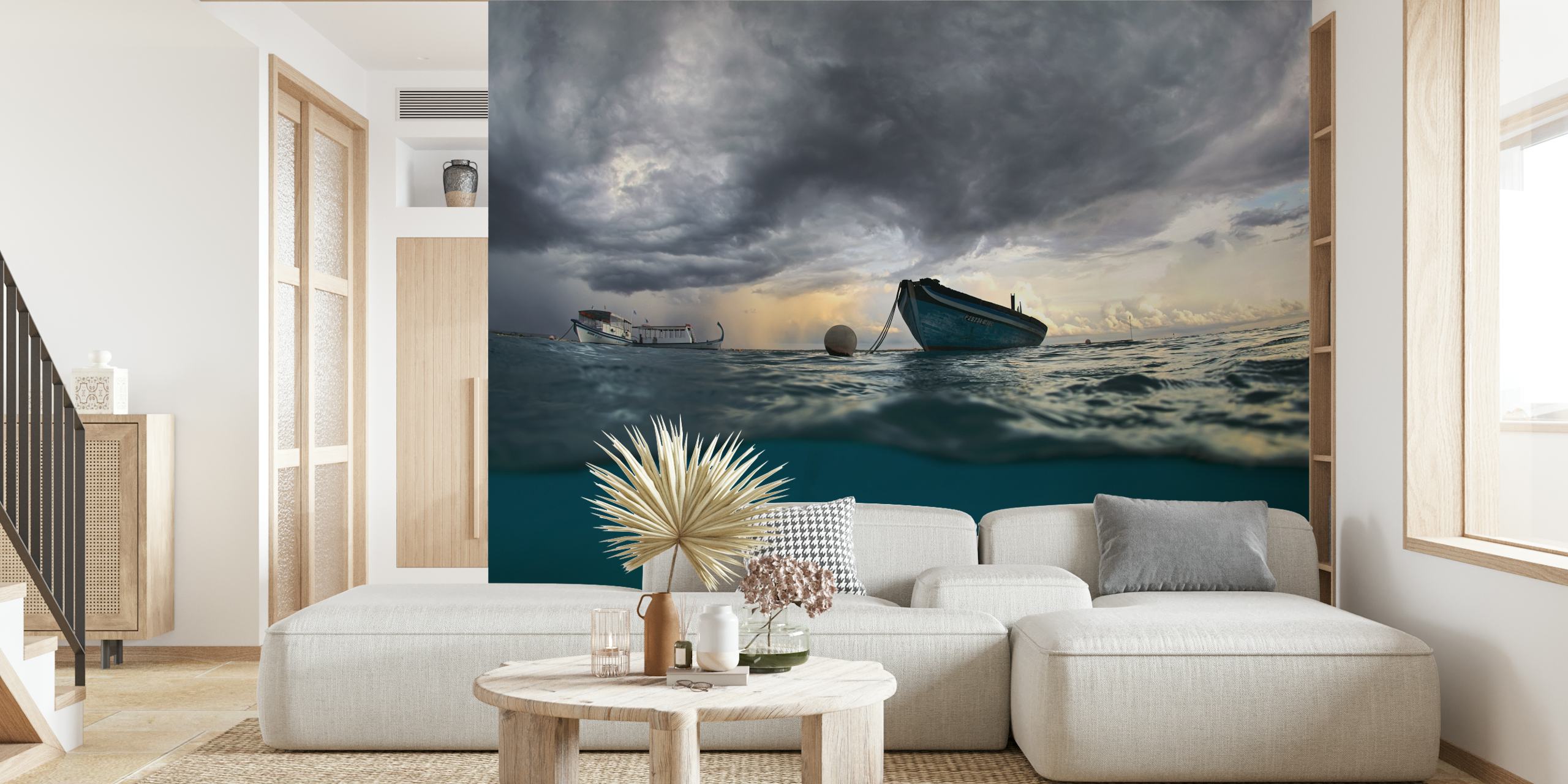Boat wallpaper design in a room