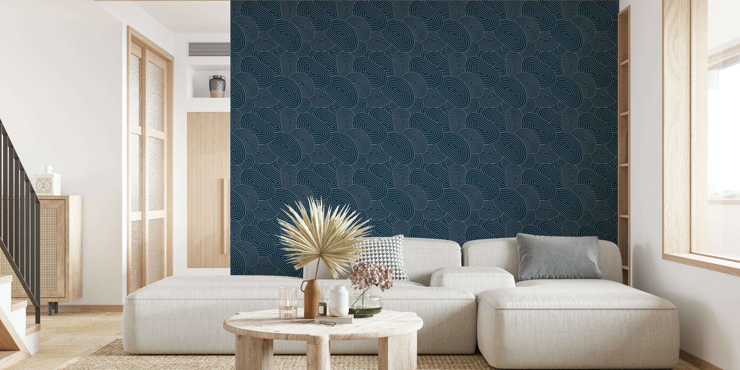 Papel tapiz Navy Wave Design en una habitación