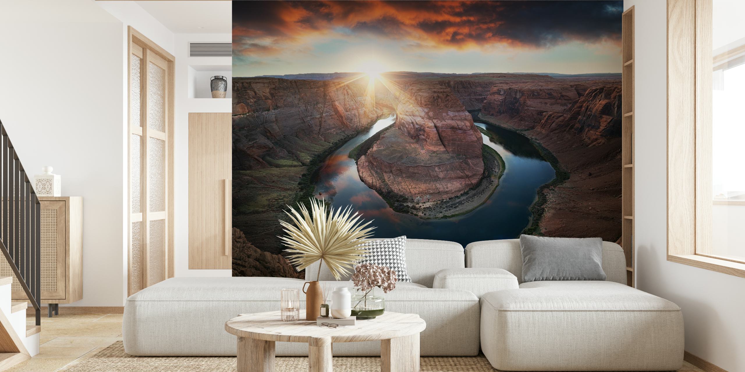 Horseshoe Bend wallpaper in a modern room