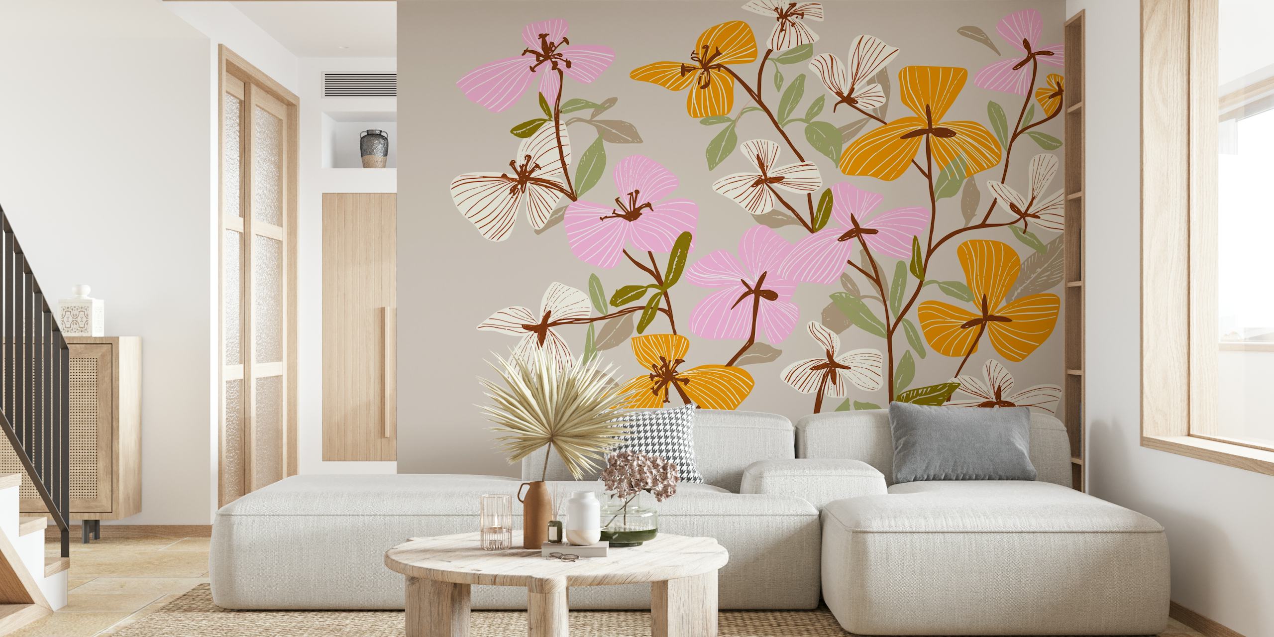 Floral wallpaper mit bunten Zweigen
