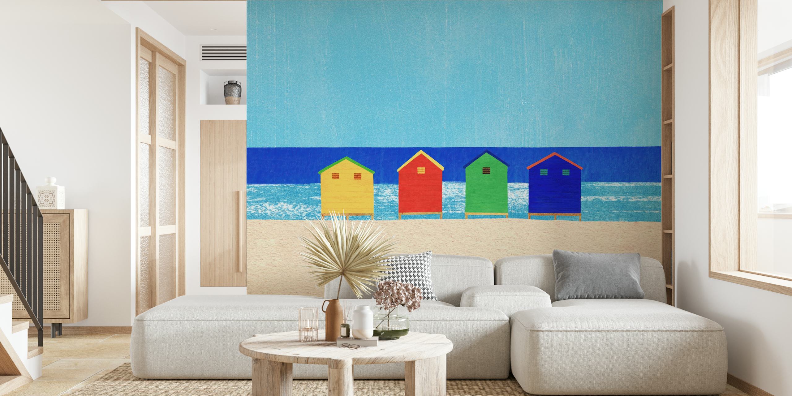 Kleurvol Seaside Cabins behangontwerp