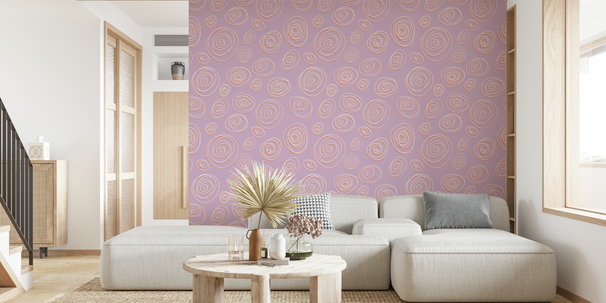 Circle Swirls Dusty Pastel Lavender Tapete