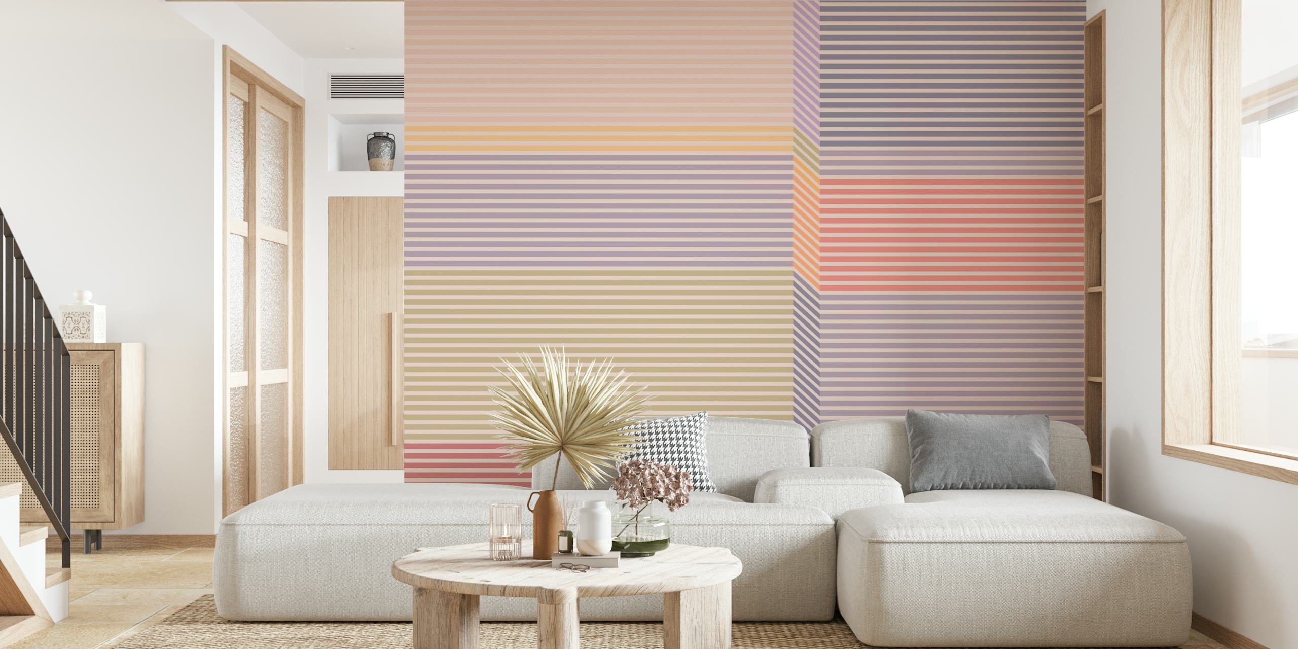 Bauhaus pastel stripes ταπετσαρία στο δωμάτιο
