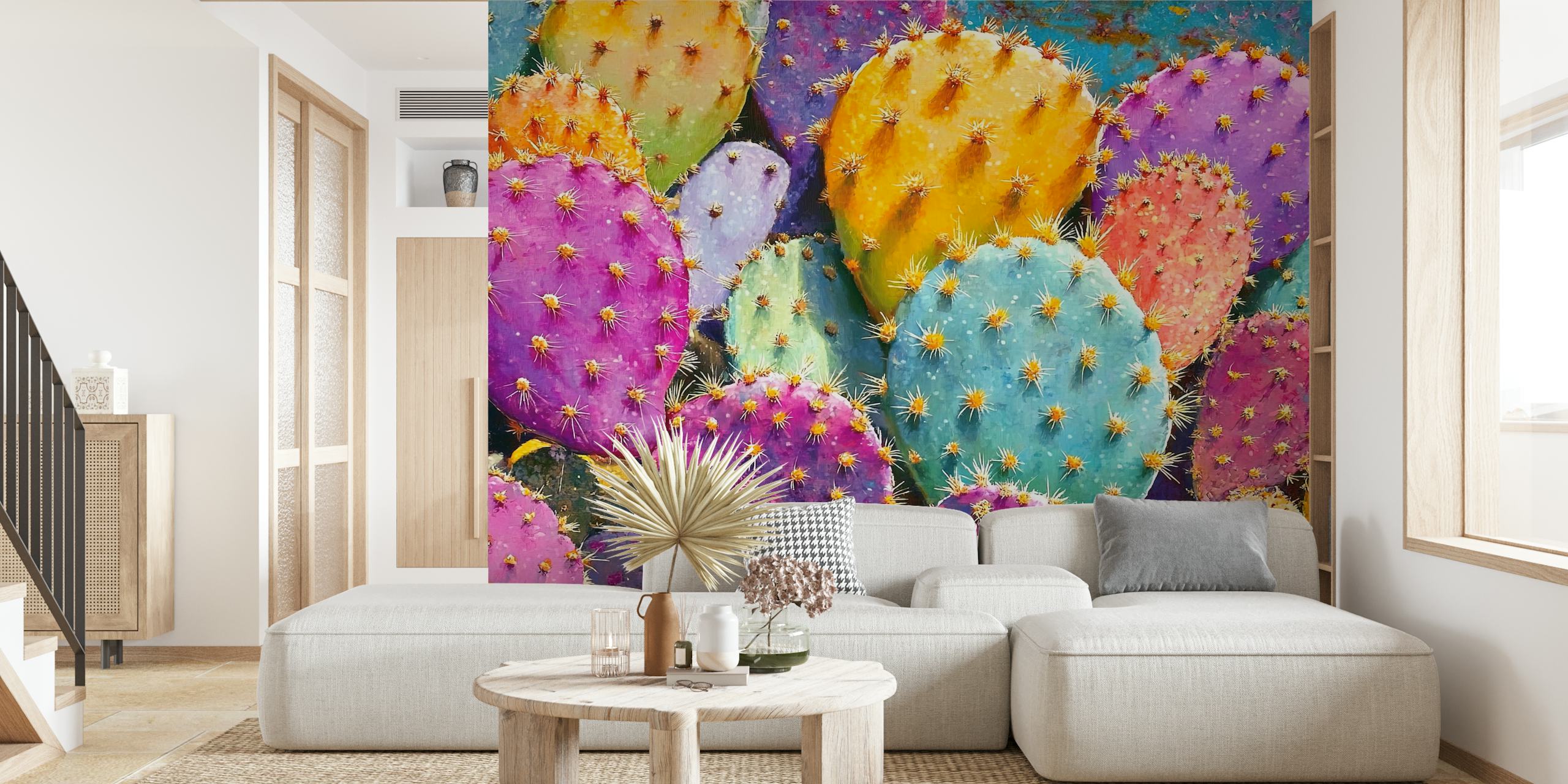 Carta da parati Colorful cactuses in una stanza