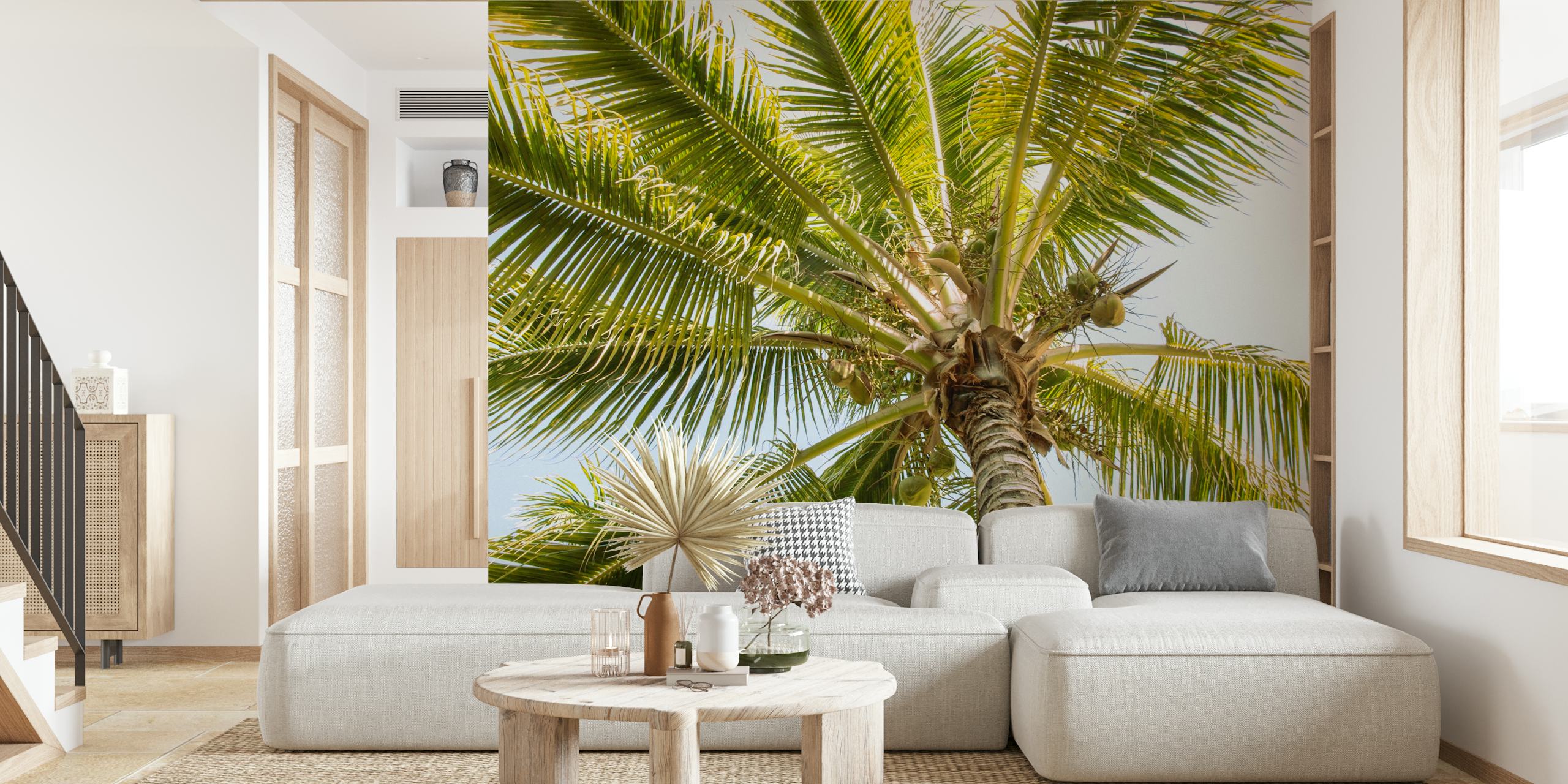 Lush Coconut Canopy wallpaper in a room