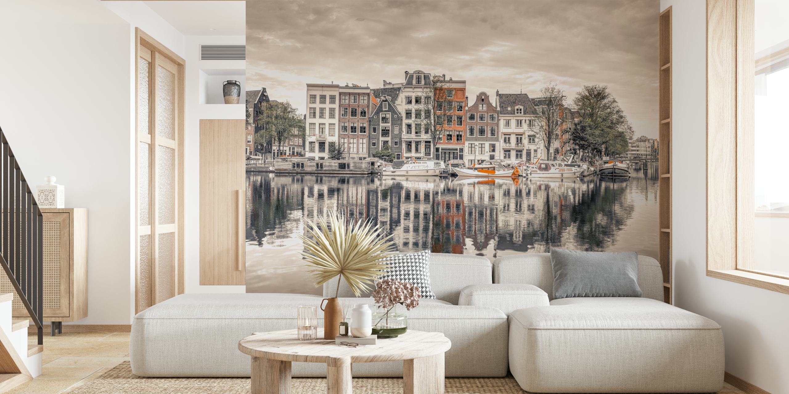 Papel pintado Quaint Riverside Charm en una habitación