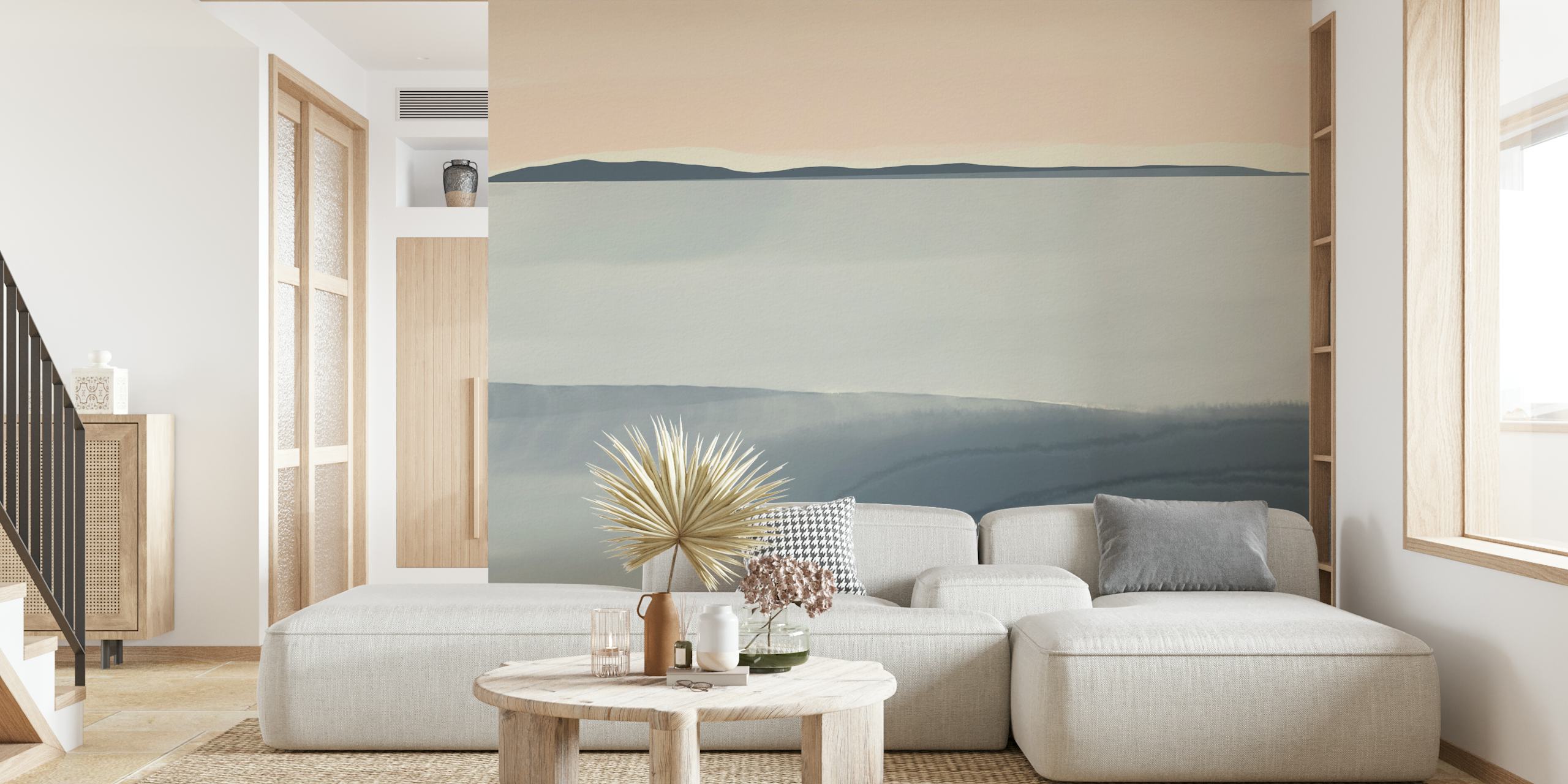 Plain Seascape Muted Washed tapet i et rum