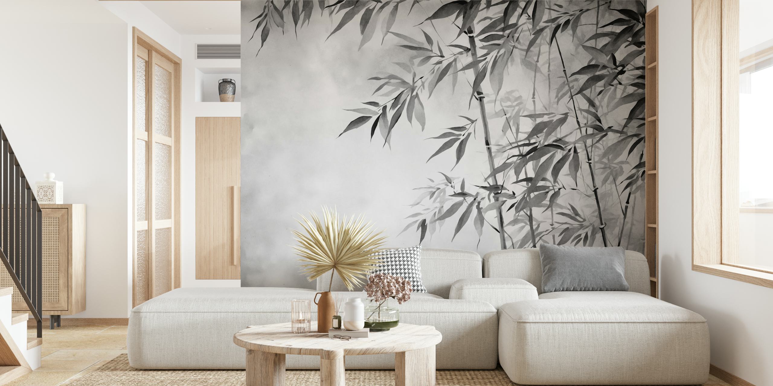 Calm Grey Bamboo Garden tapet i ett rum
