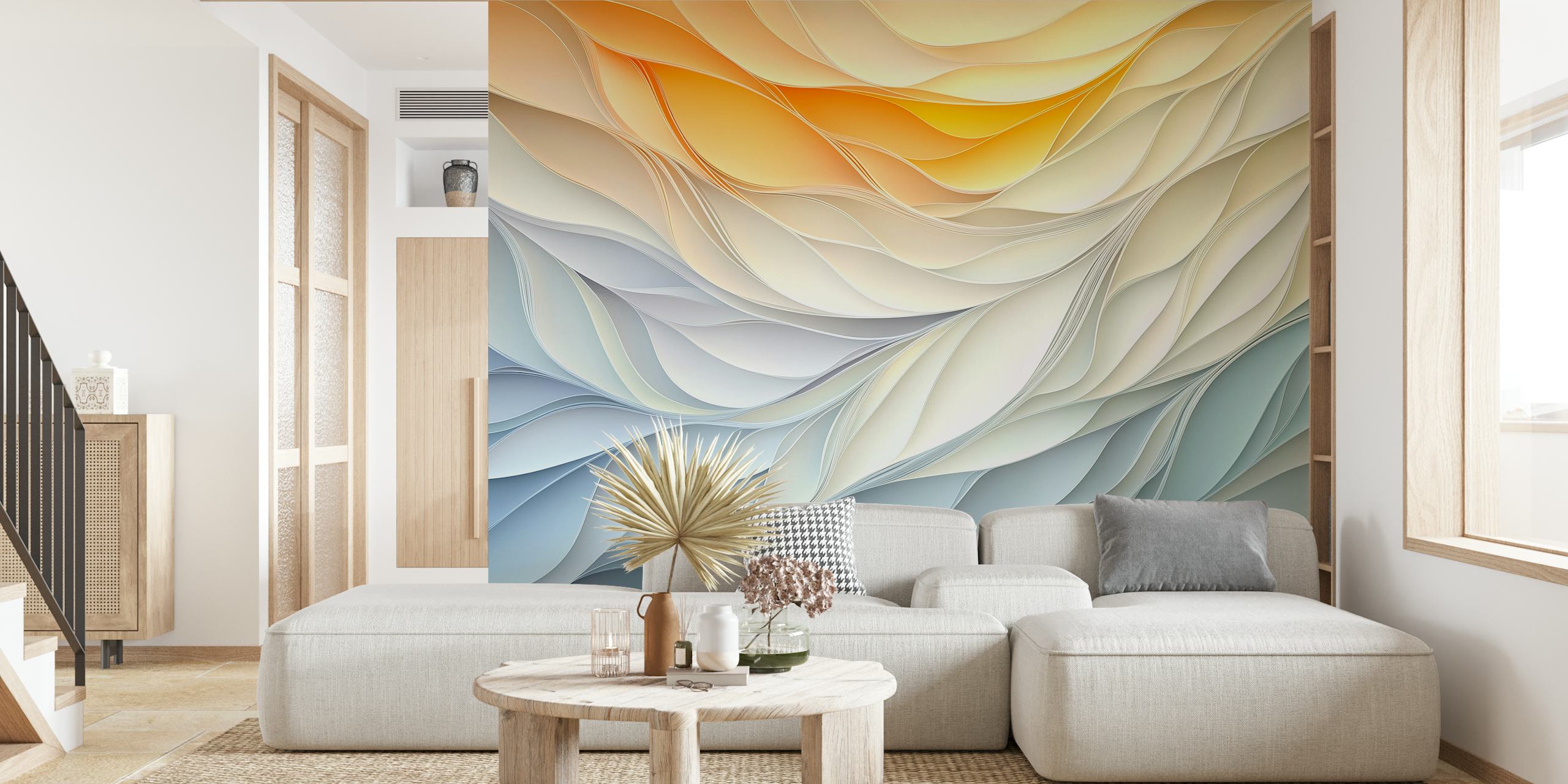 Pastel Wave Serenity-tapetti huoneessa