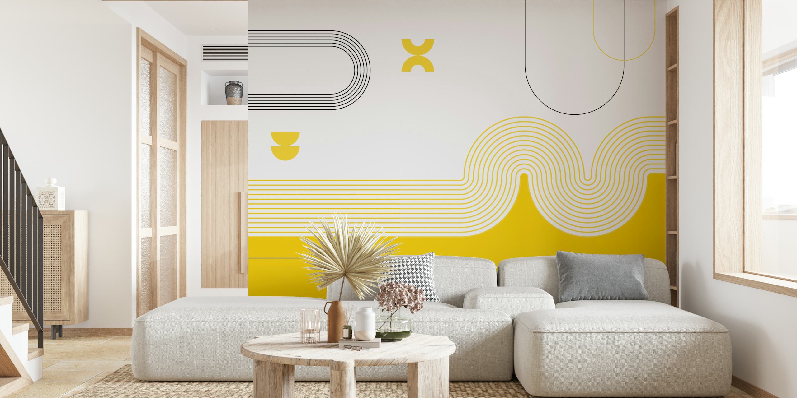 Bold Geometric Wave wallpaper in a room
