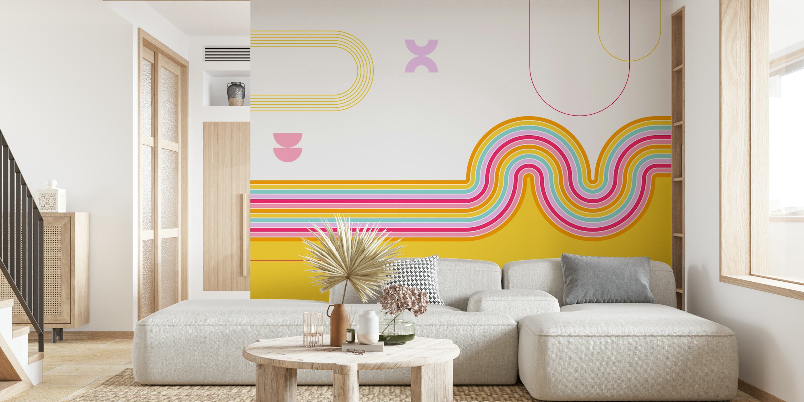 Colorful Groovy Lines pozadina u sobi