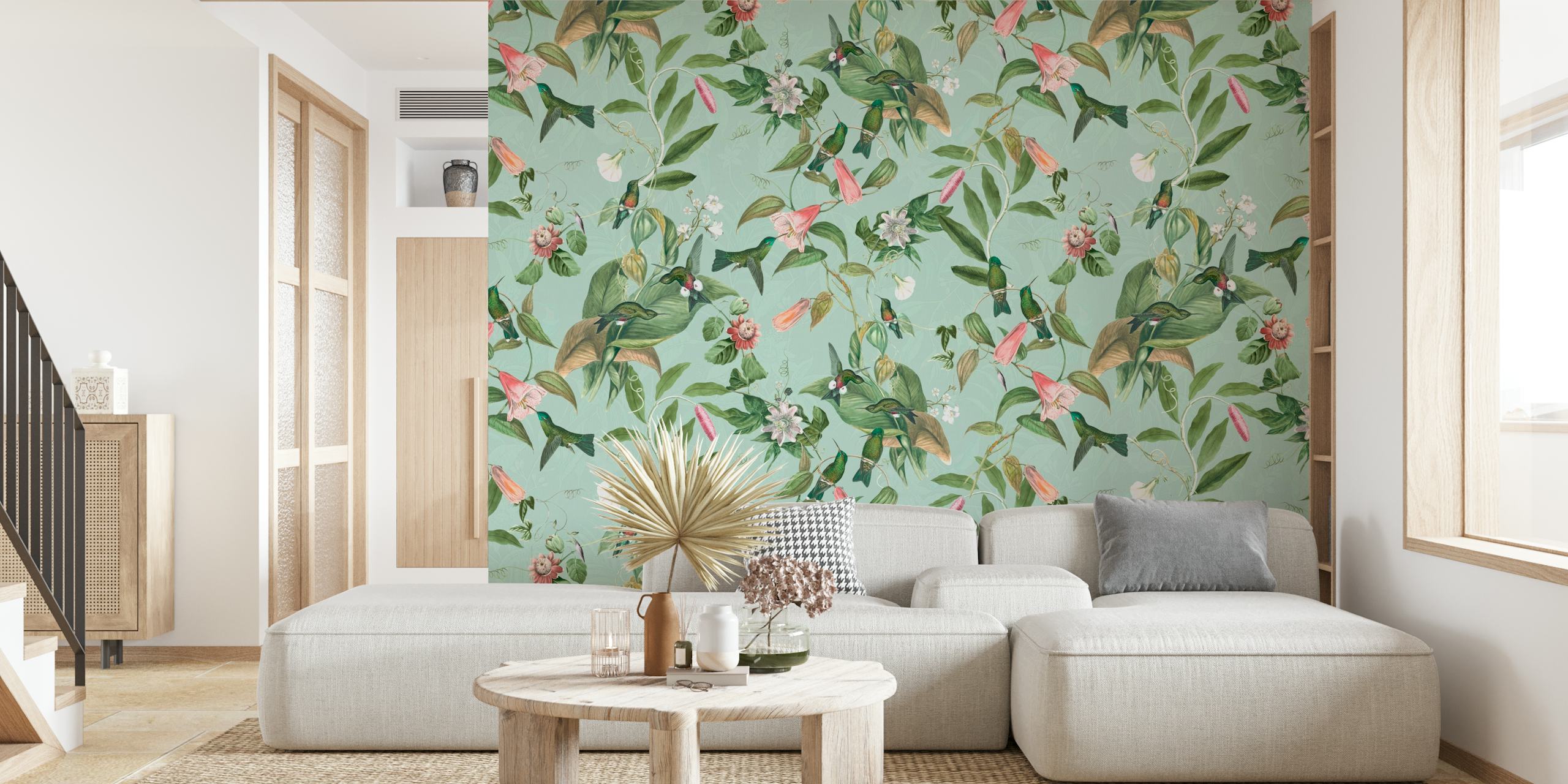 Ταπετσαρία Passiflora garden and Hummingbirds σε ένα δωμάτιο