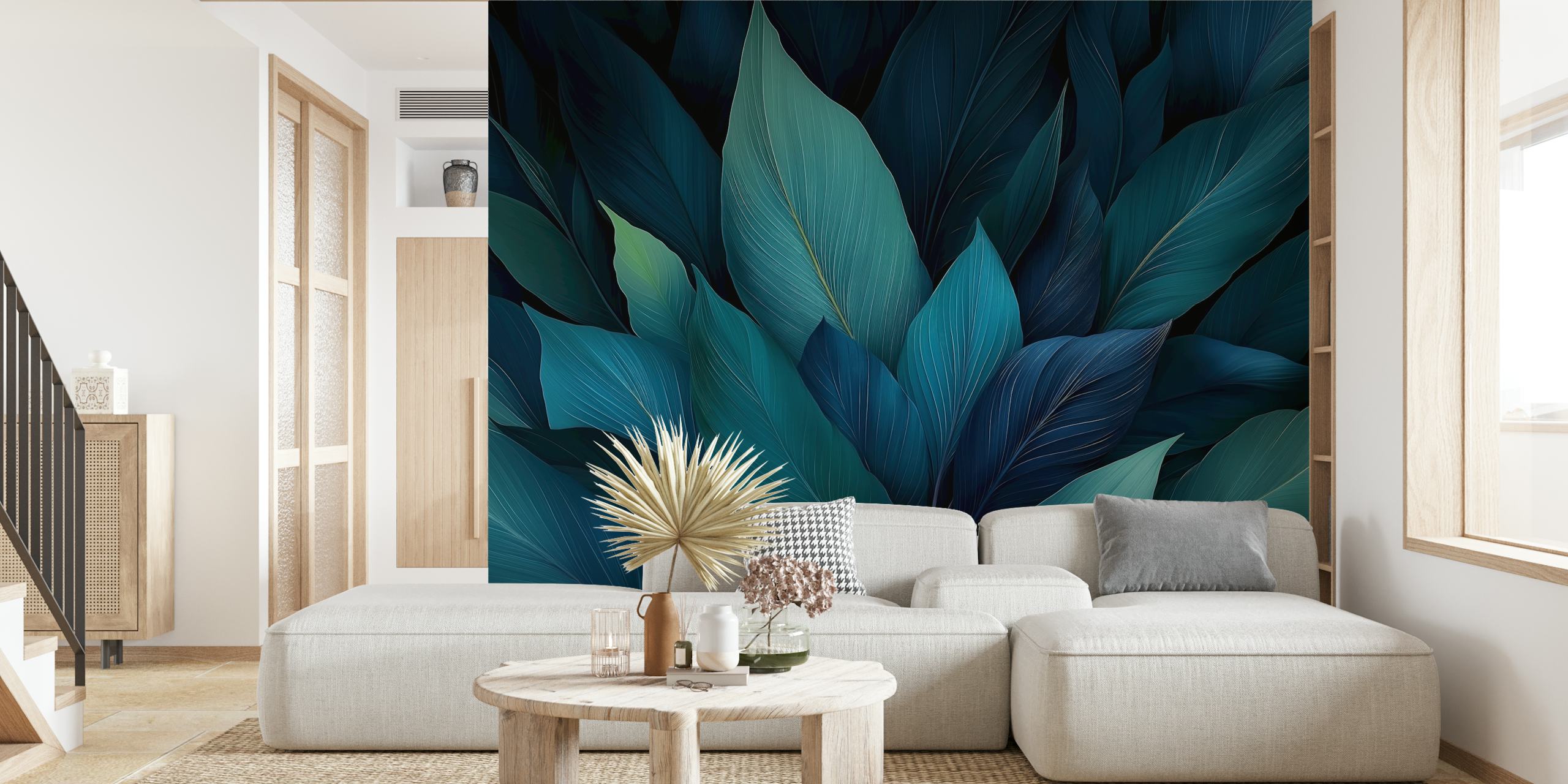 Emerald Leaf Serenity wallpaper in a room